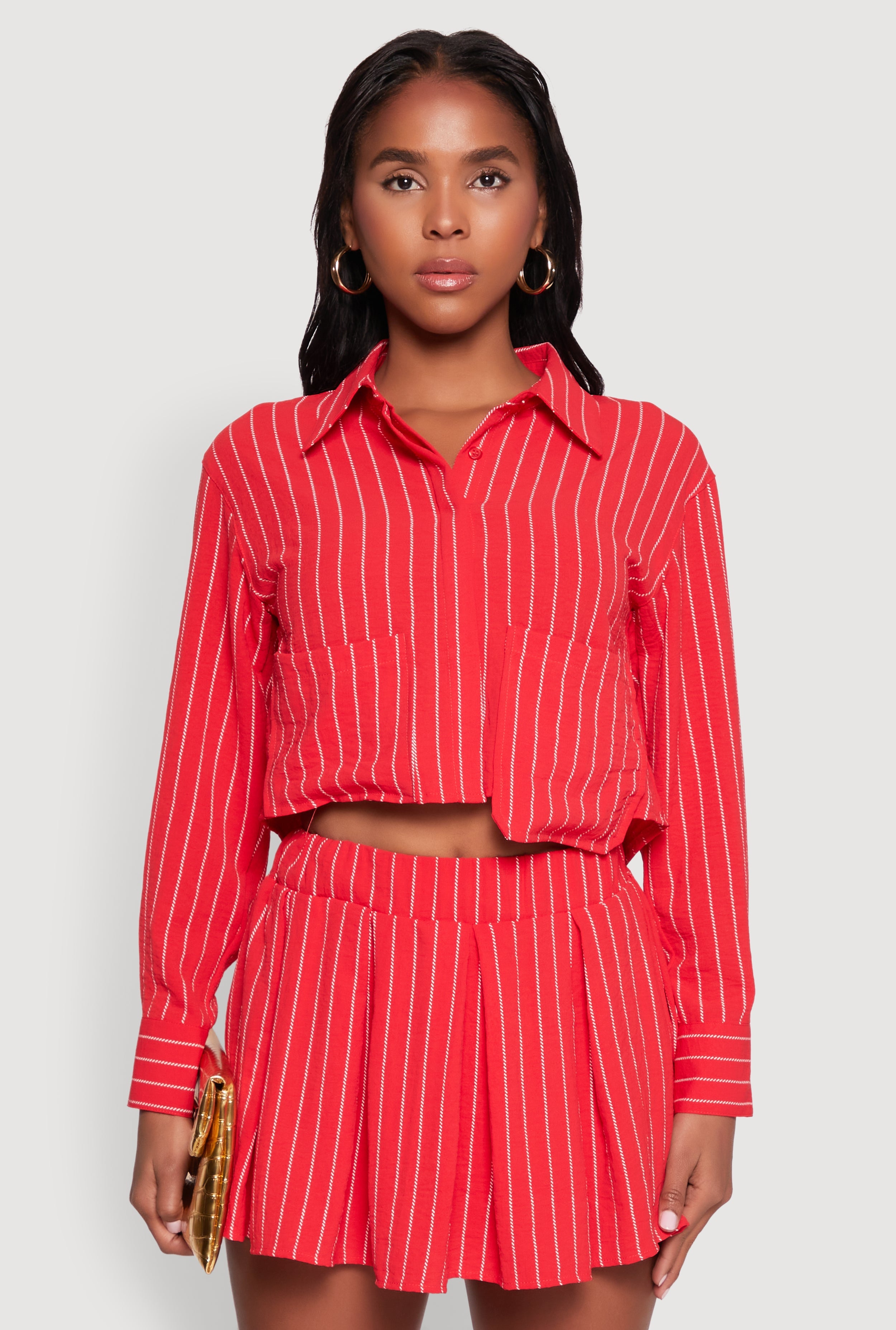 Airy Cropped Striped Shirt