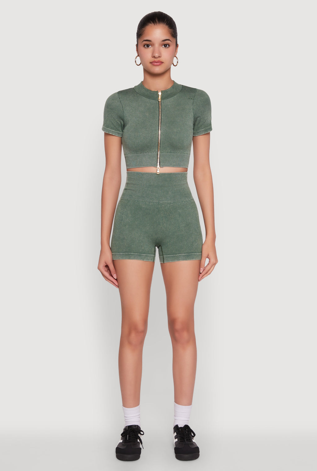High Waisted Mineral Wash Seamless Bike Shorts