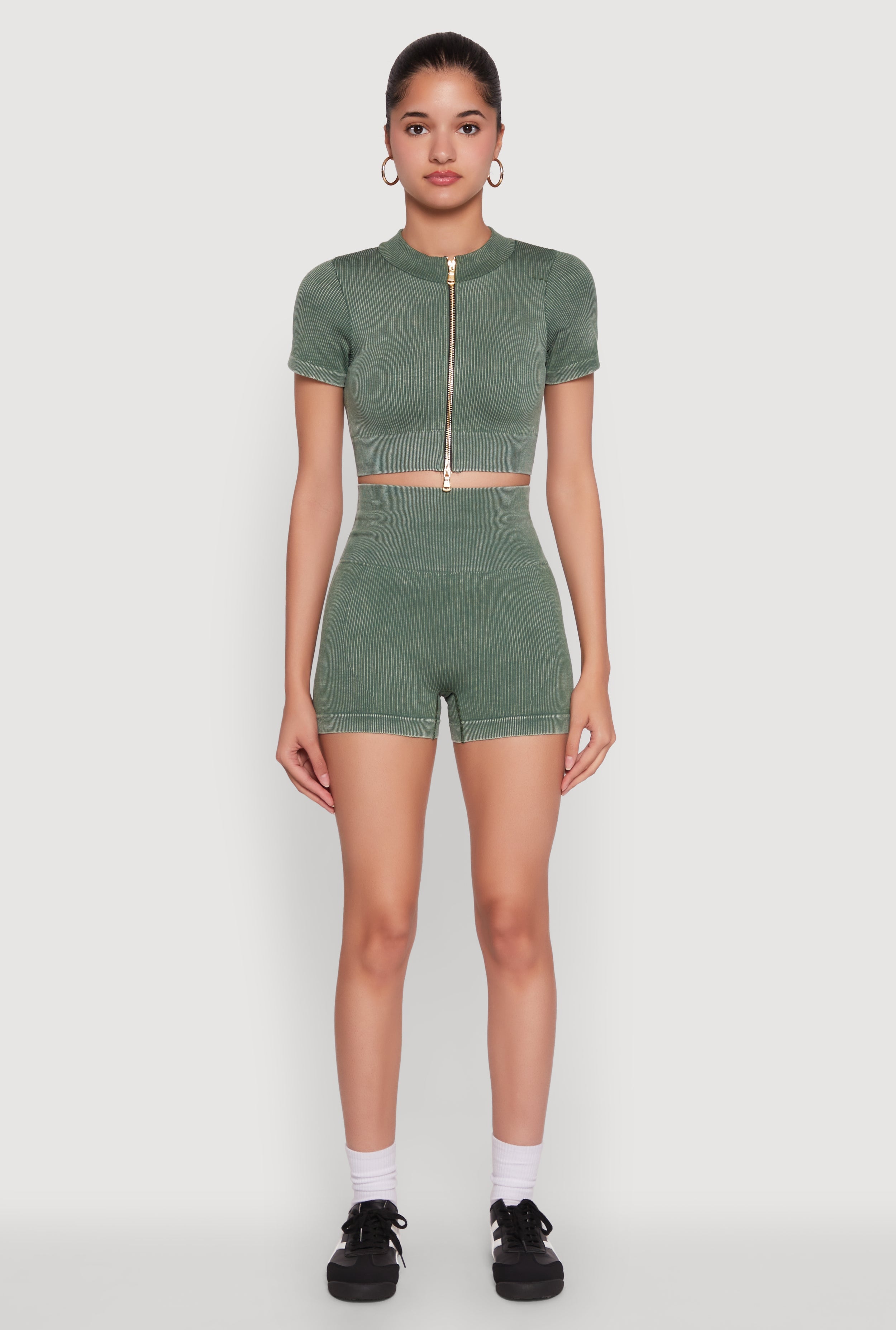 High Waisted Mineral Wash Seamless Bike Shorts