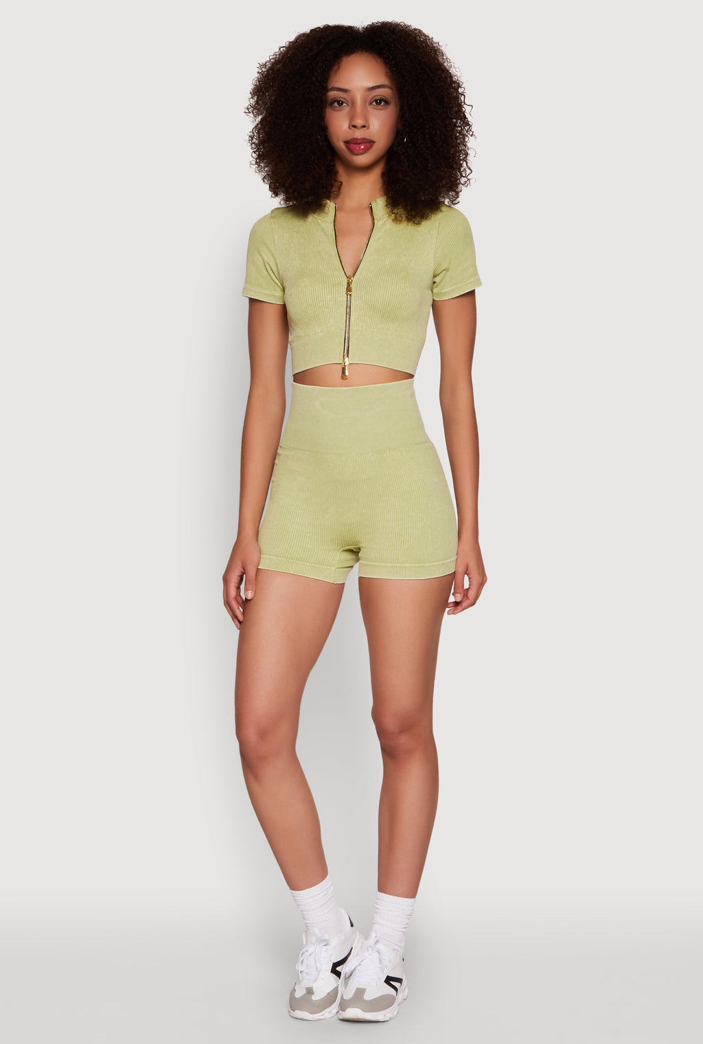 High Waisted Mineral Wash Seamless Bike Shorts