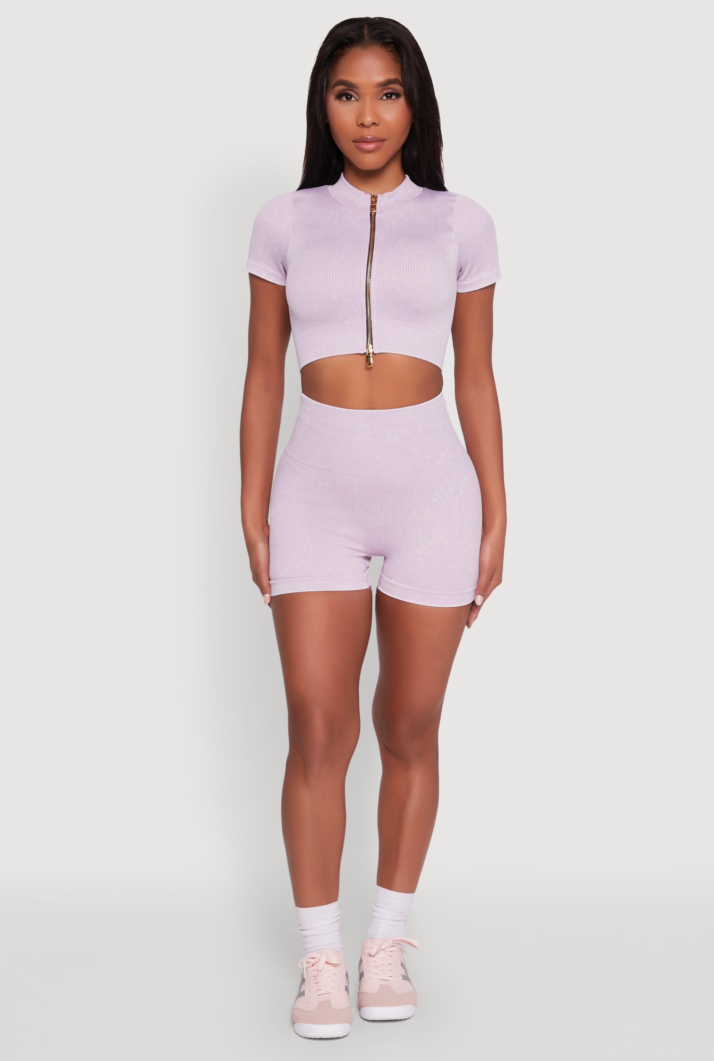 High Waisted Mineral Wash Seamless Bike Shorts