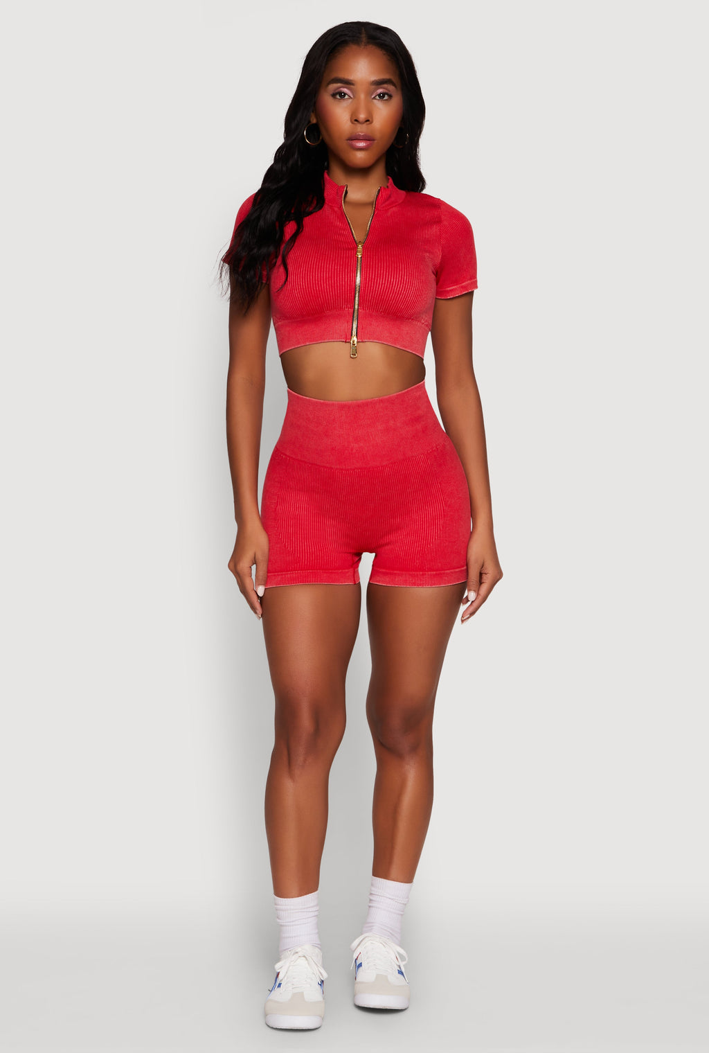 High Waisted Mineral Wash Seamless Bike Shorts