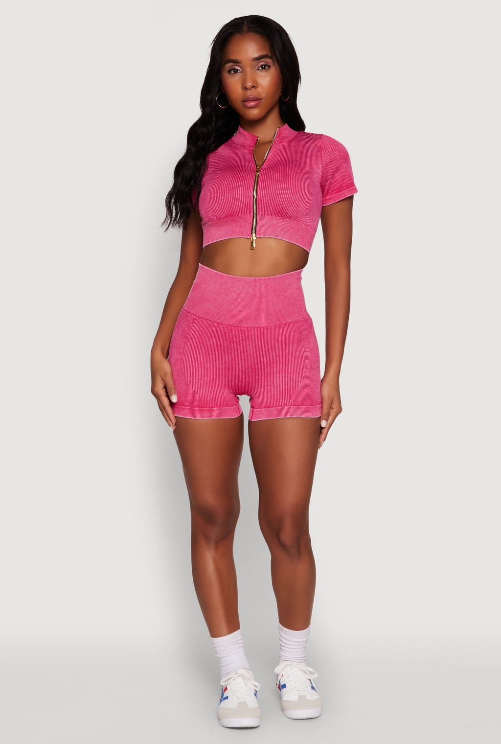 High Waisted Mineral Wash Seamless Bike Shorts
