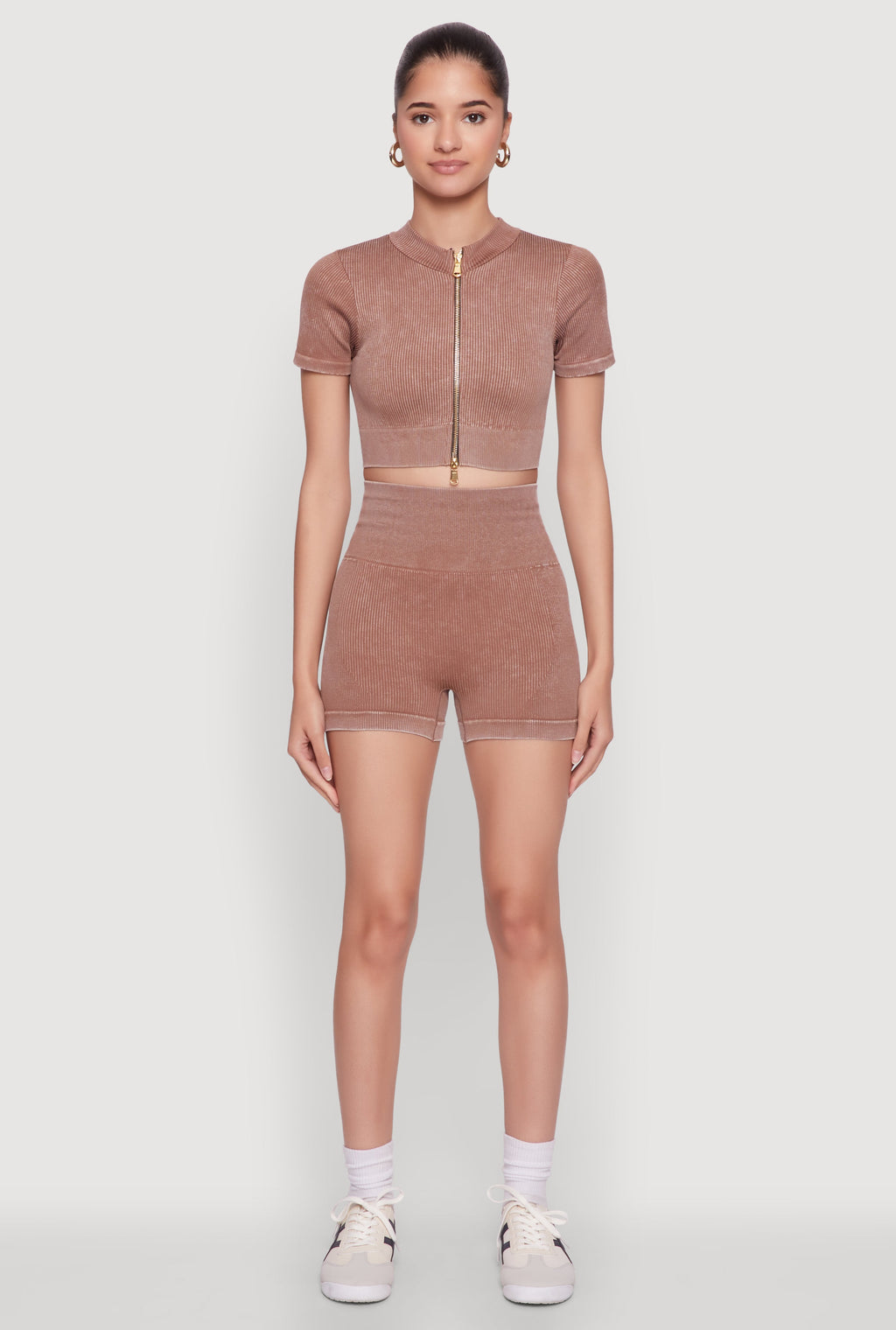 High Waisted Mineral Wash Seamless Bike Shorts