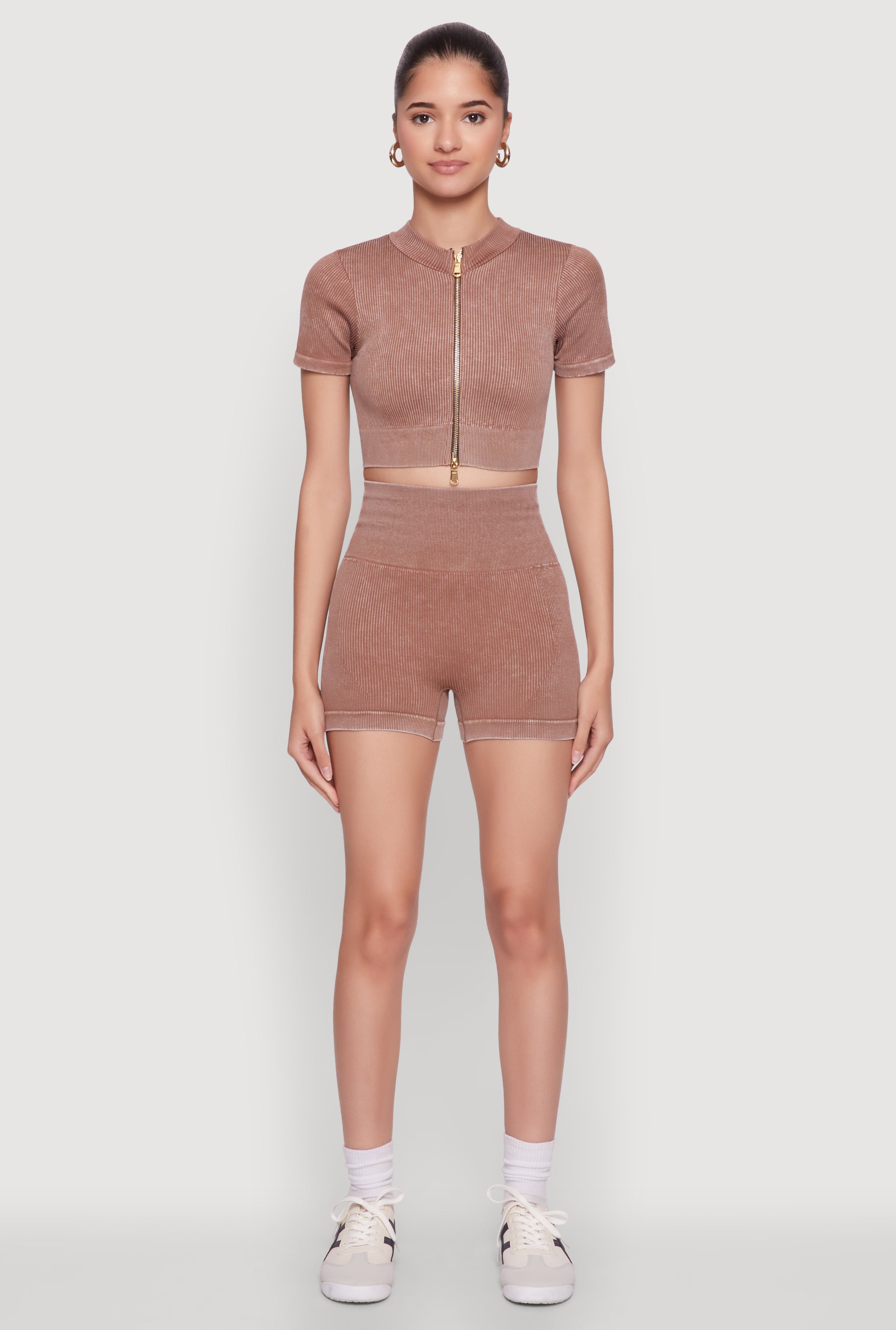 High Waisted Mineral Wash Seamless Bike Shorts
