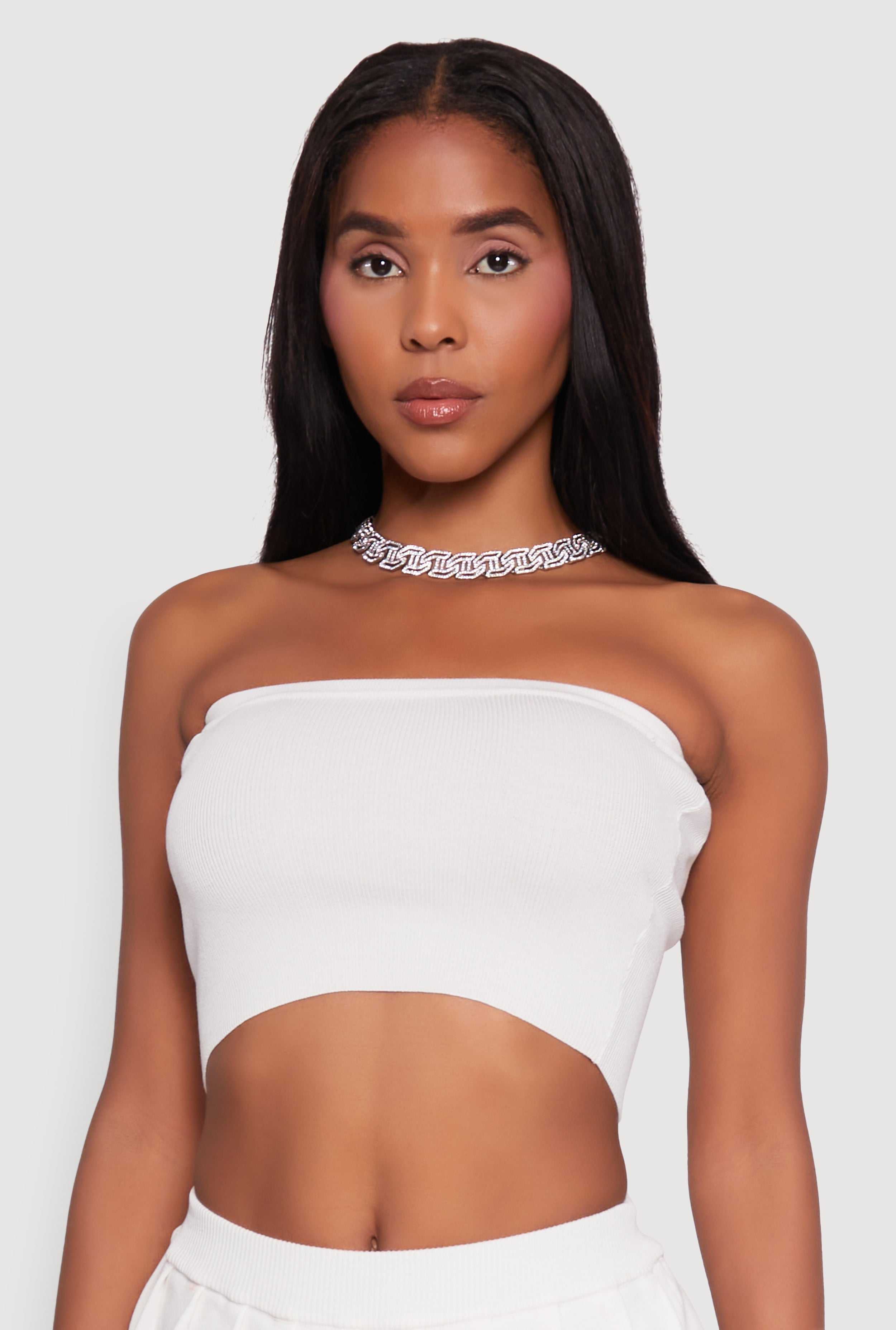 Daisy Rib Knit Cropped Tube Top