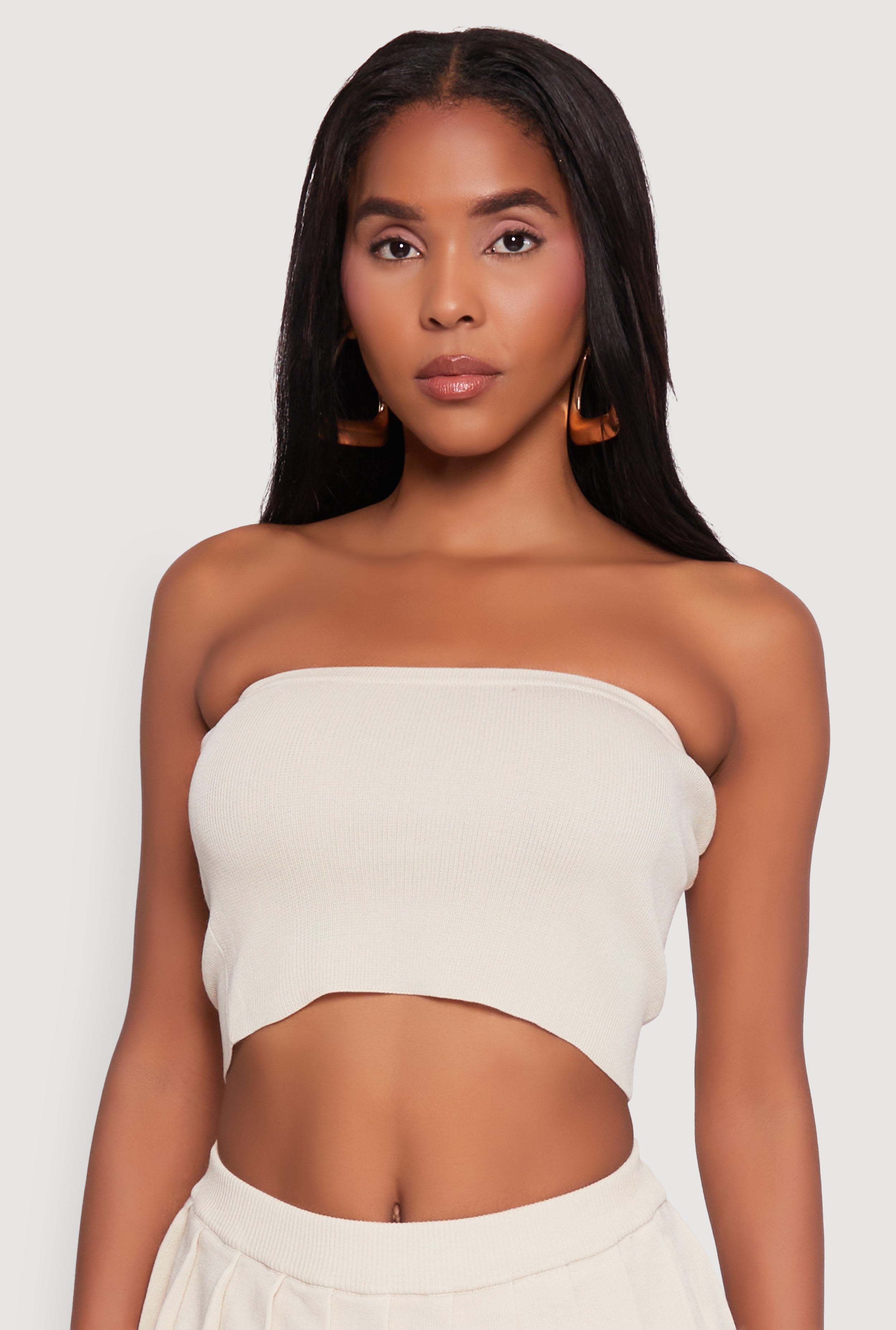 Daisy Rib Knit Cropped Tube Top