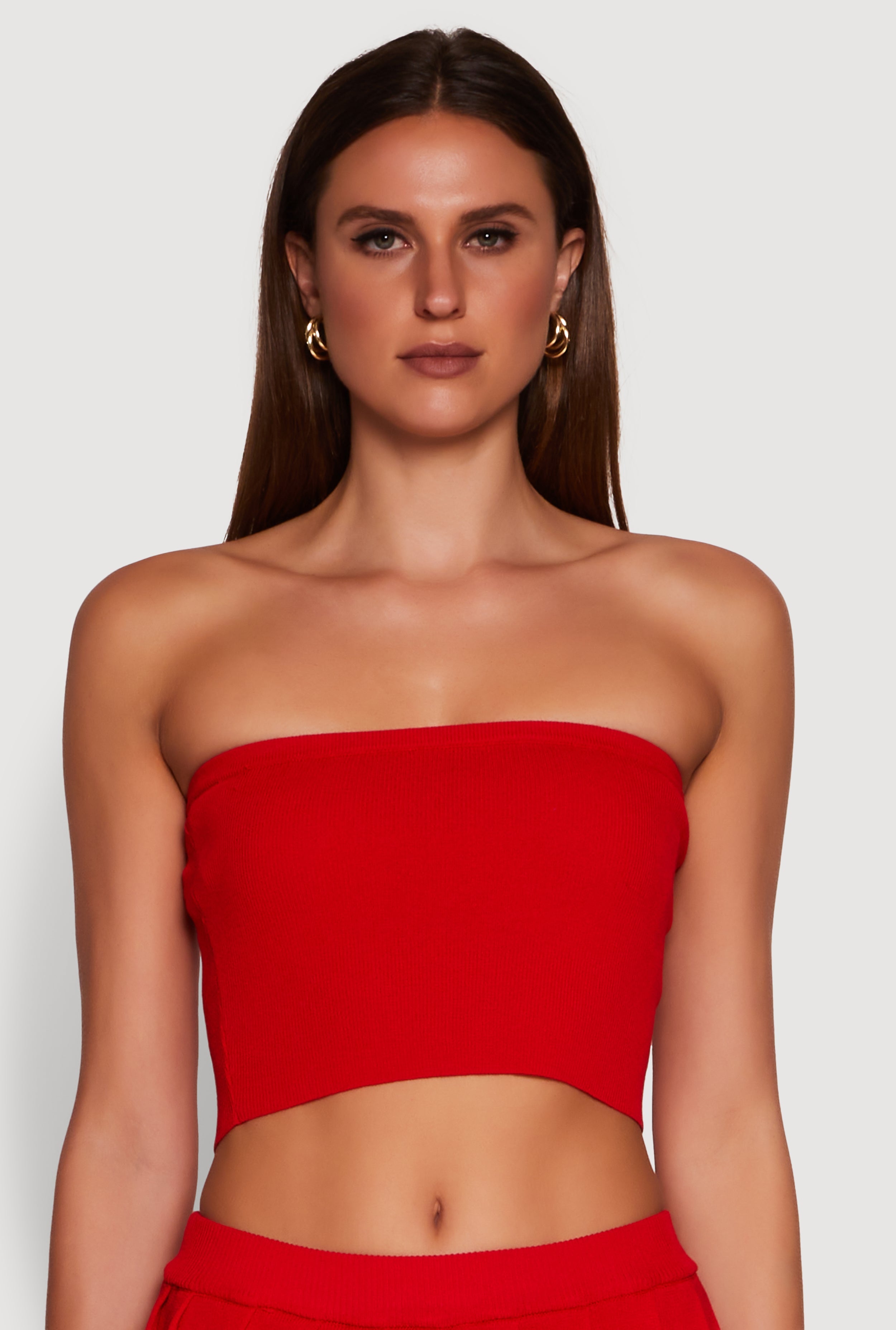 Daisy Rib Knit Cropped Tube Top