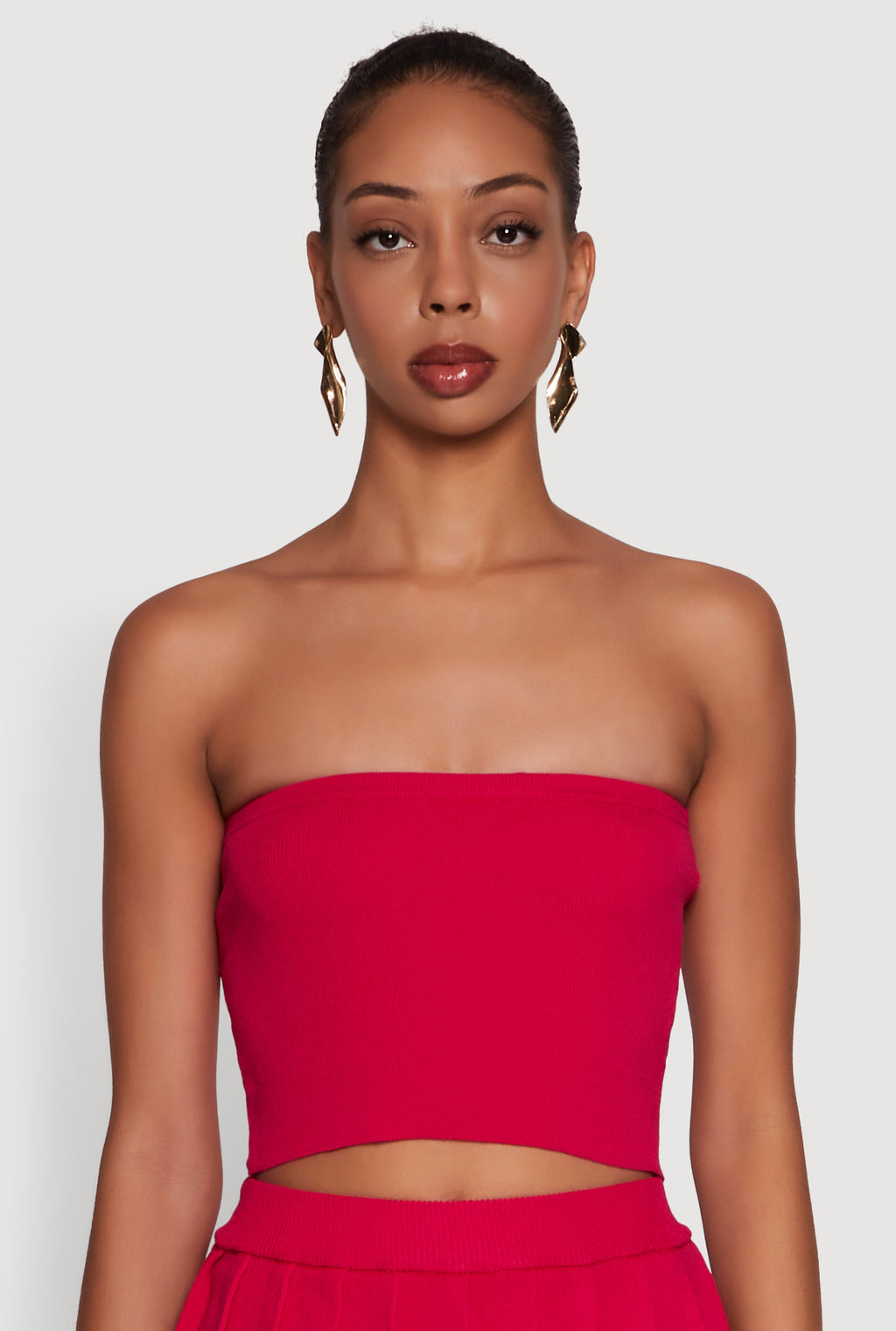 Daisy Rib Knit Cropped Tube Top