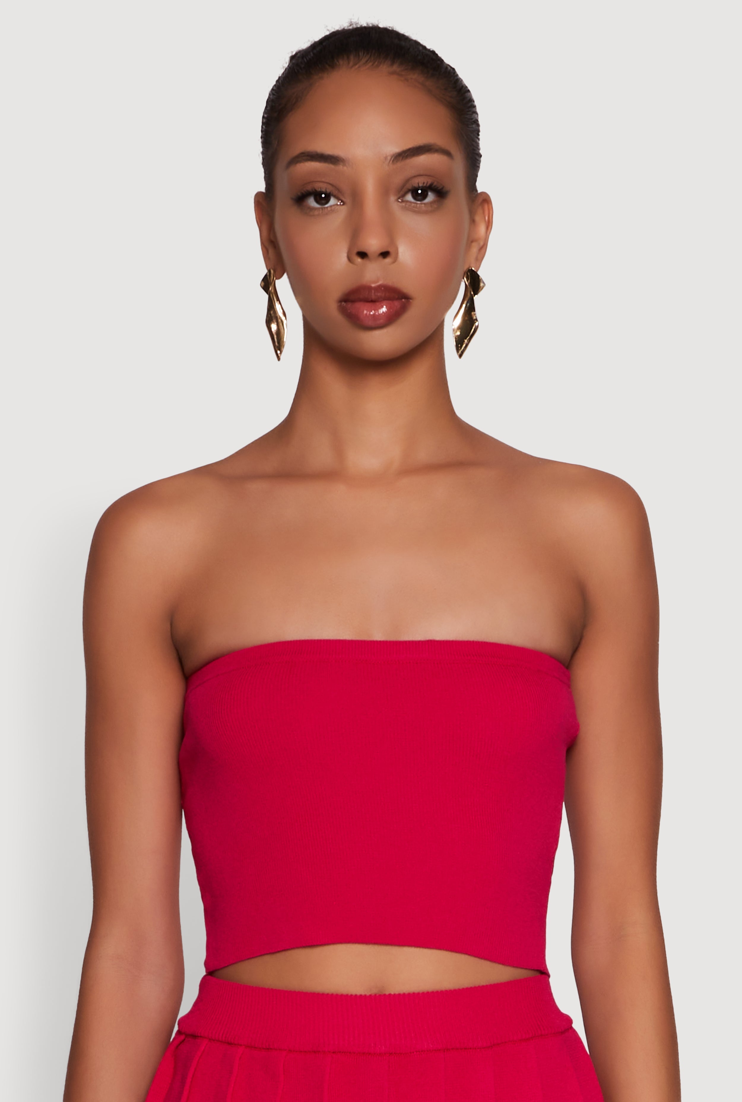 Daisy Rib Knit Cropped Tube Top