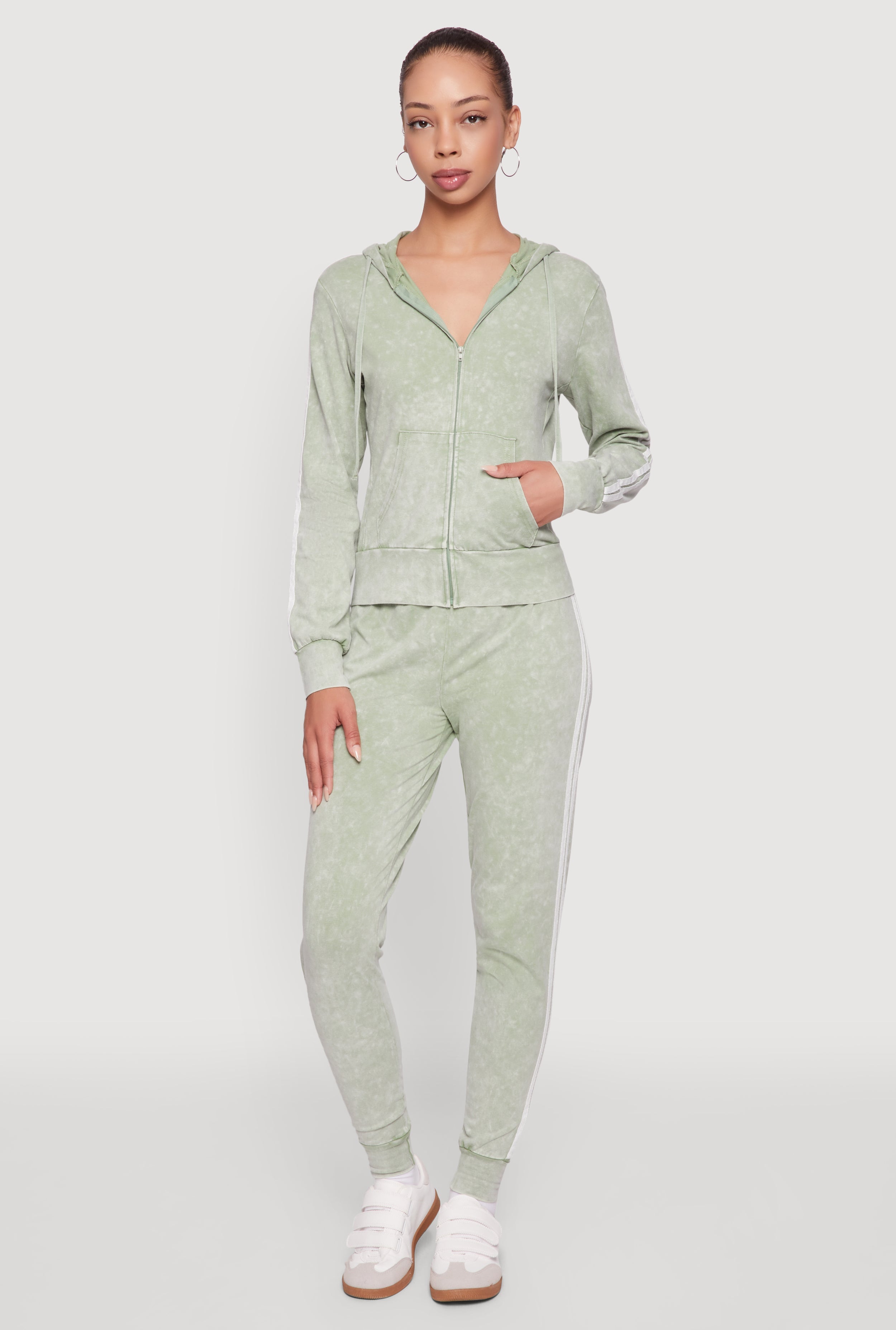 Daisy Mineral Wash Drawstring Waist Varsity Stripe Joggers