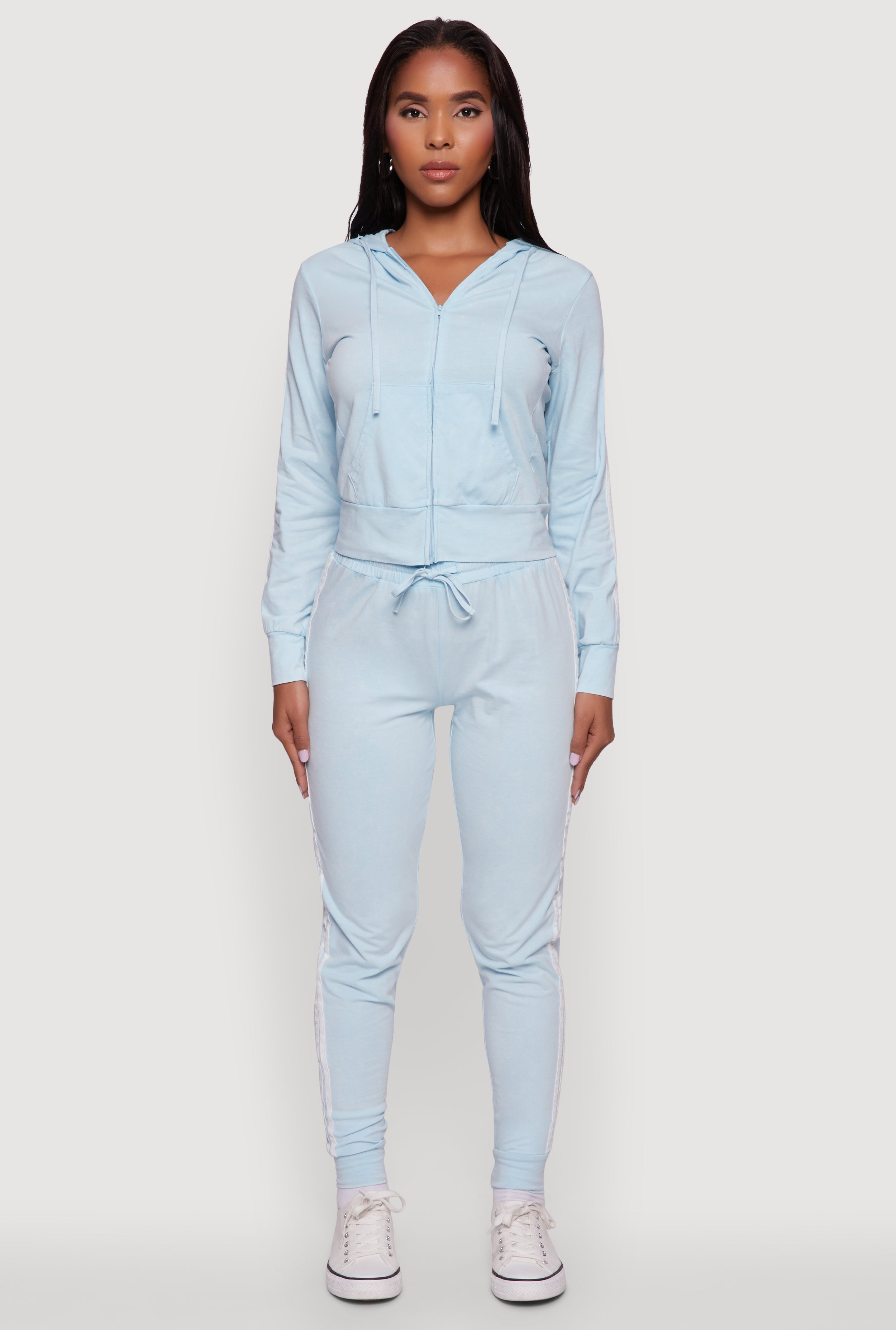 Daisy Mineral Wash Drawstring Waist Varsity Stripe Joggers