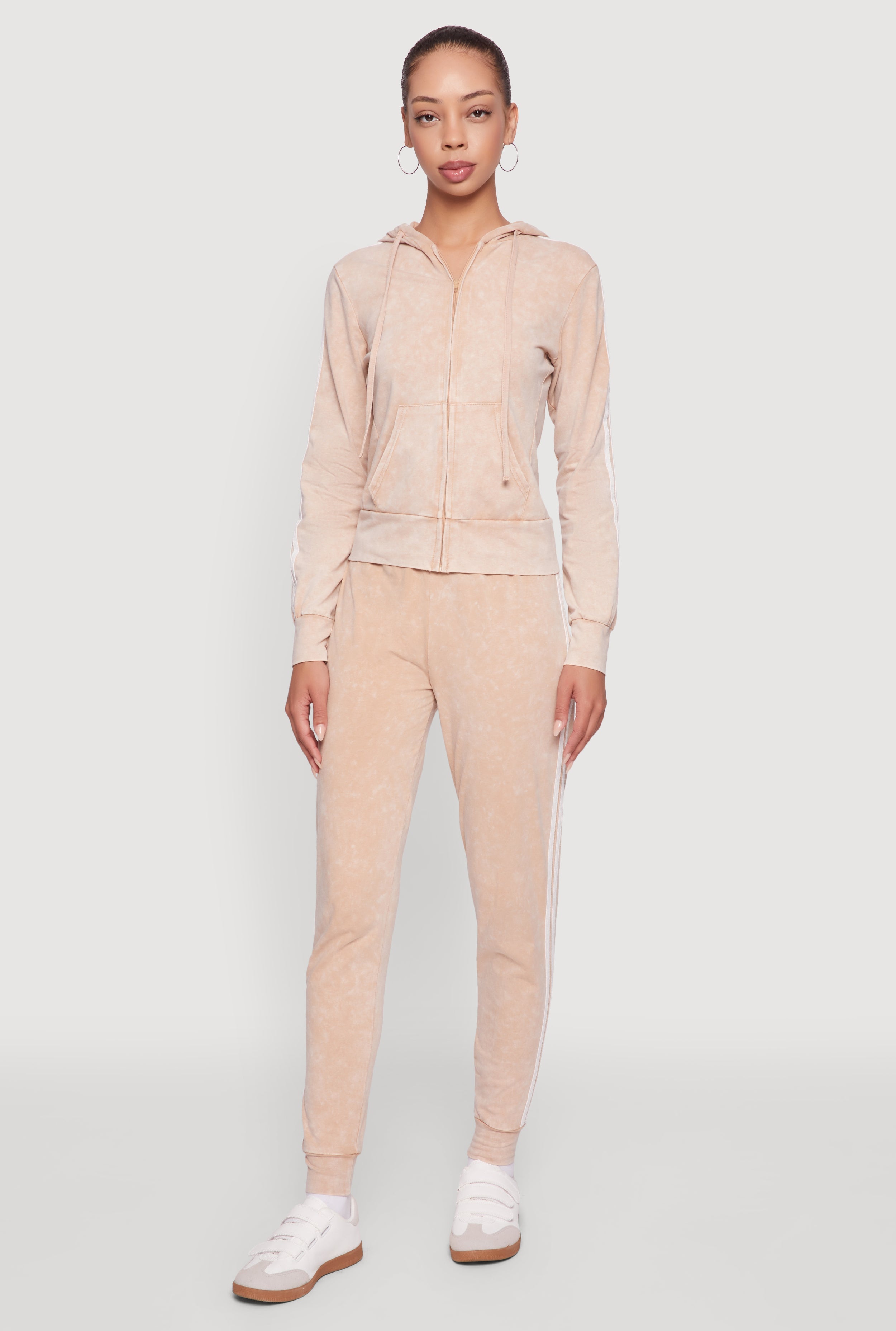 Daisy Mineral Wash Drawstring Waist Varsity Stripe Joggers