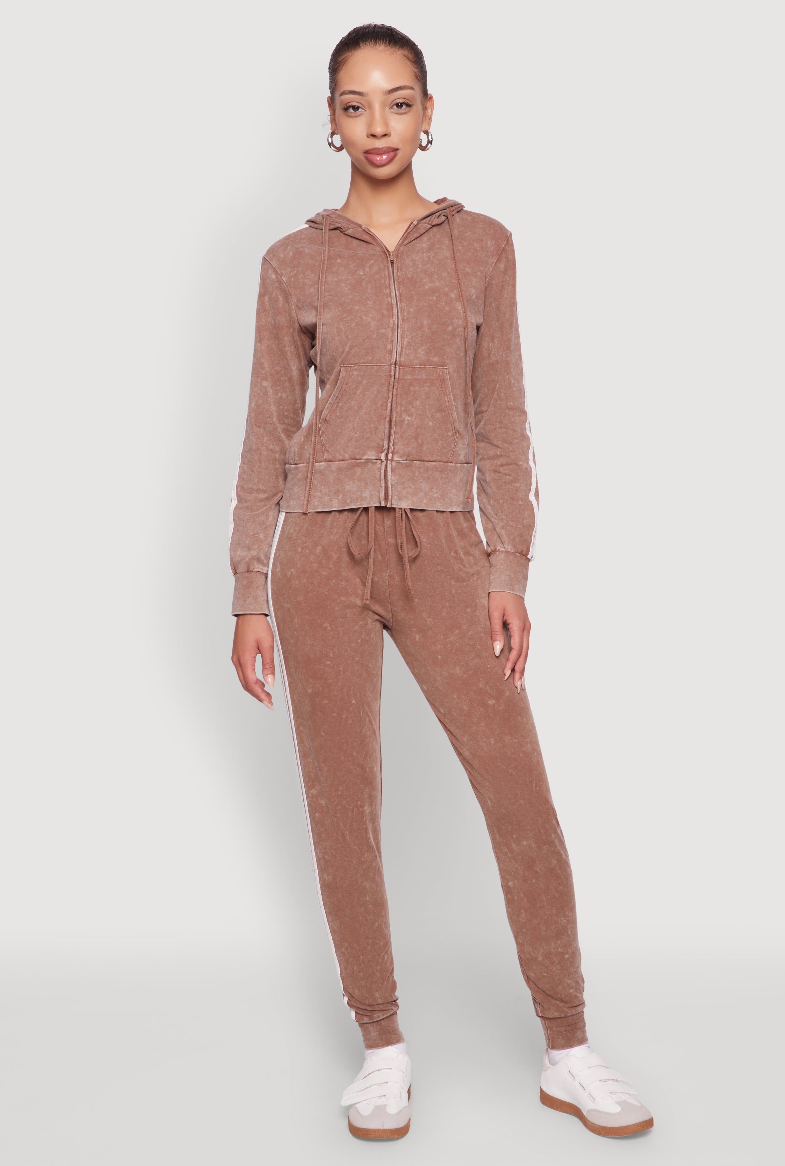 Daisy Mineral Wash Drawstring Waist Varsity Stripe Joggers