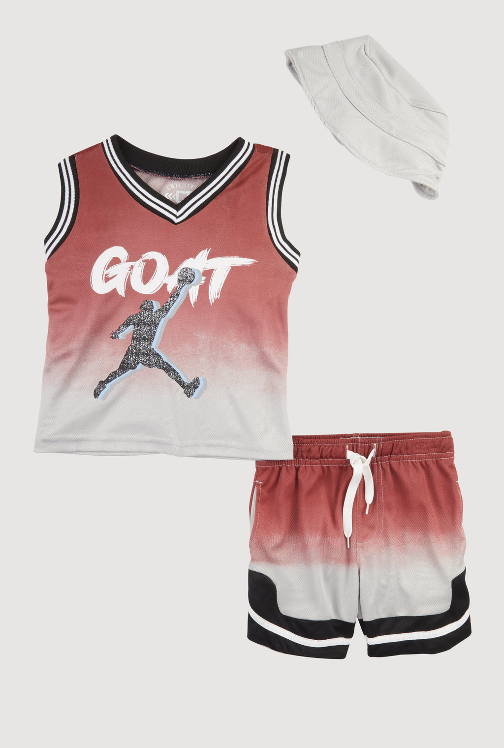 Toddler Boys Ombre GOAT Graphic Tank Top and Shorts with Hat
