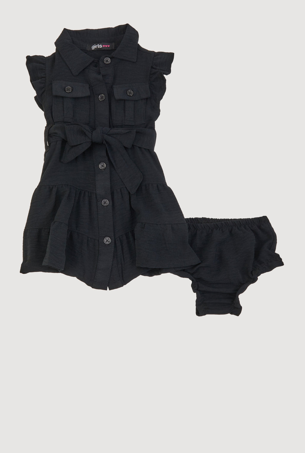 Baby Girls 0-9M Airy Tiered Shirt Dress with Bubble Shorts