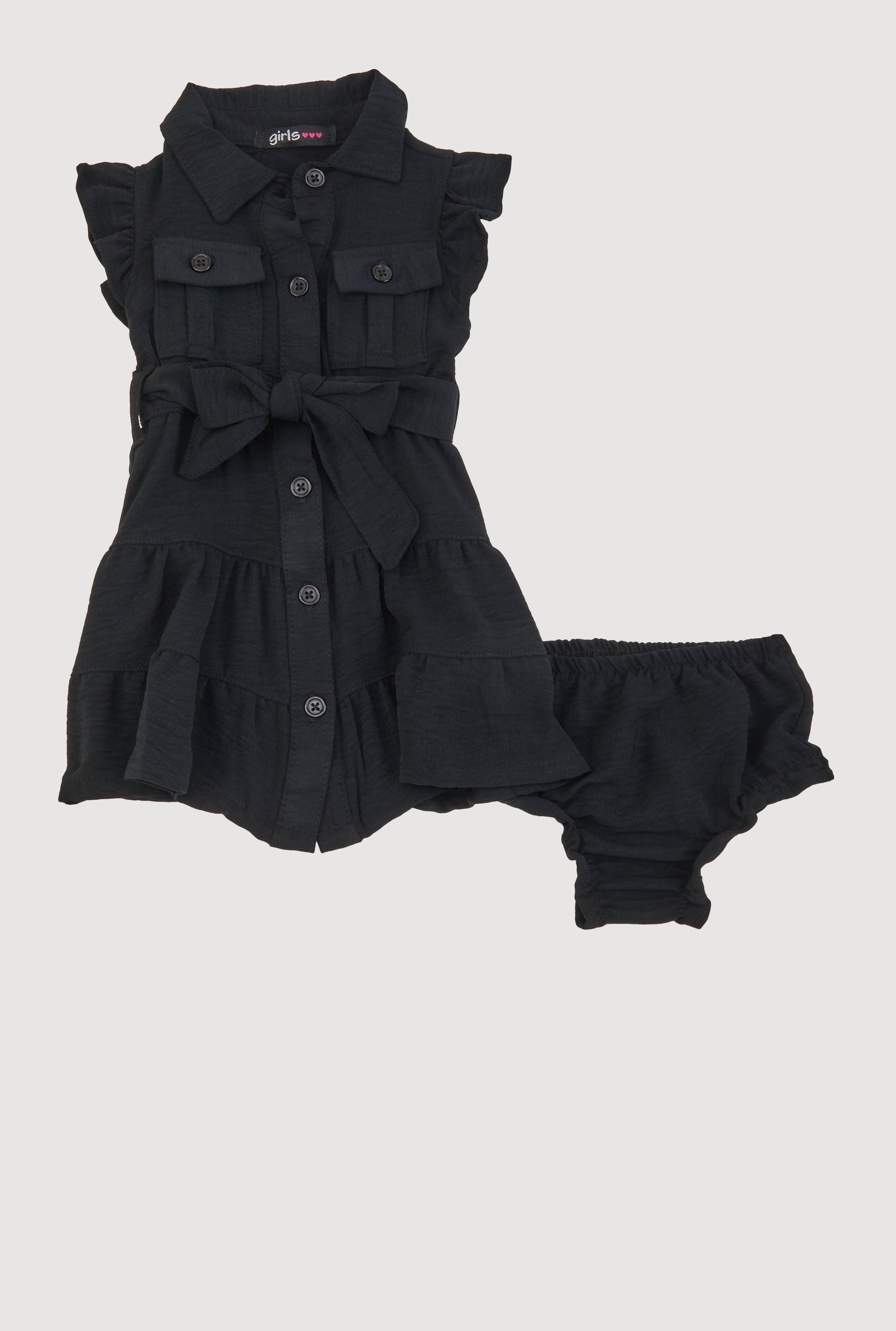 Baby Girls 0-9M Airy Tiered Shirt Dress with Bubble Shorts