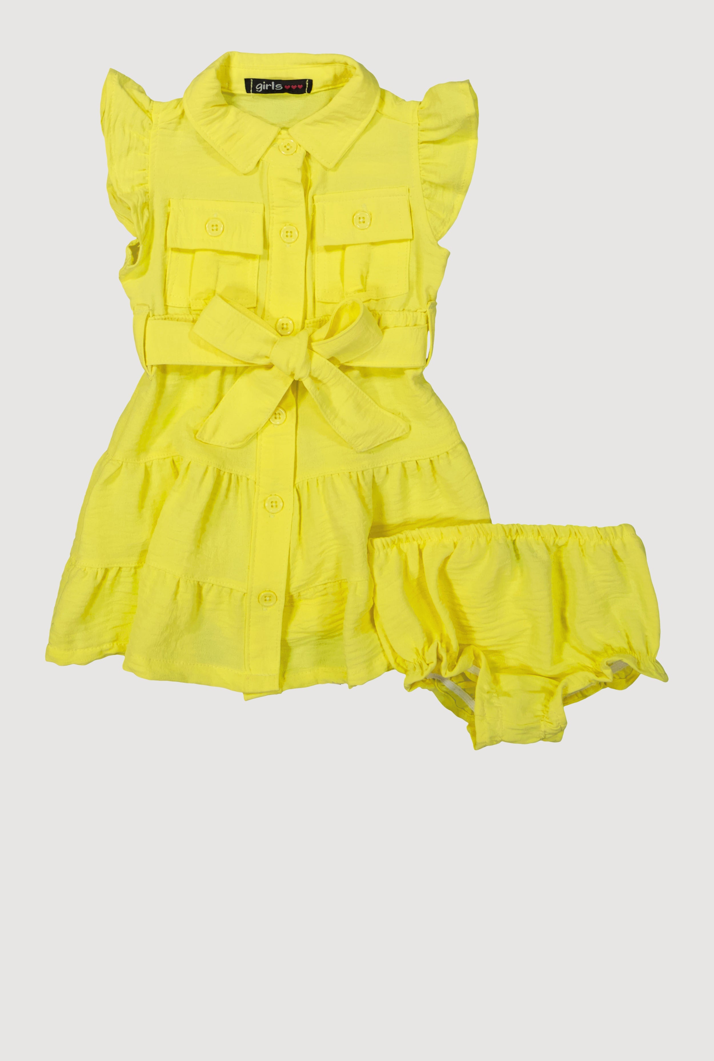 Baby Girls 0-9M Airy Tiered Shirt Dress with Bubble Shorts