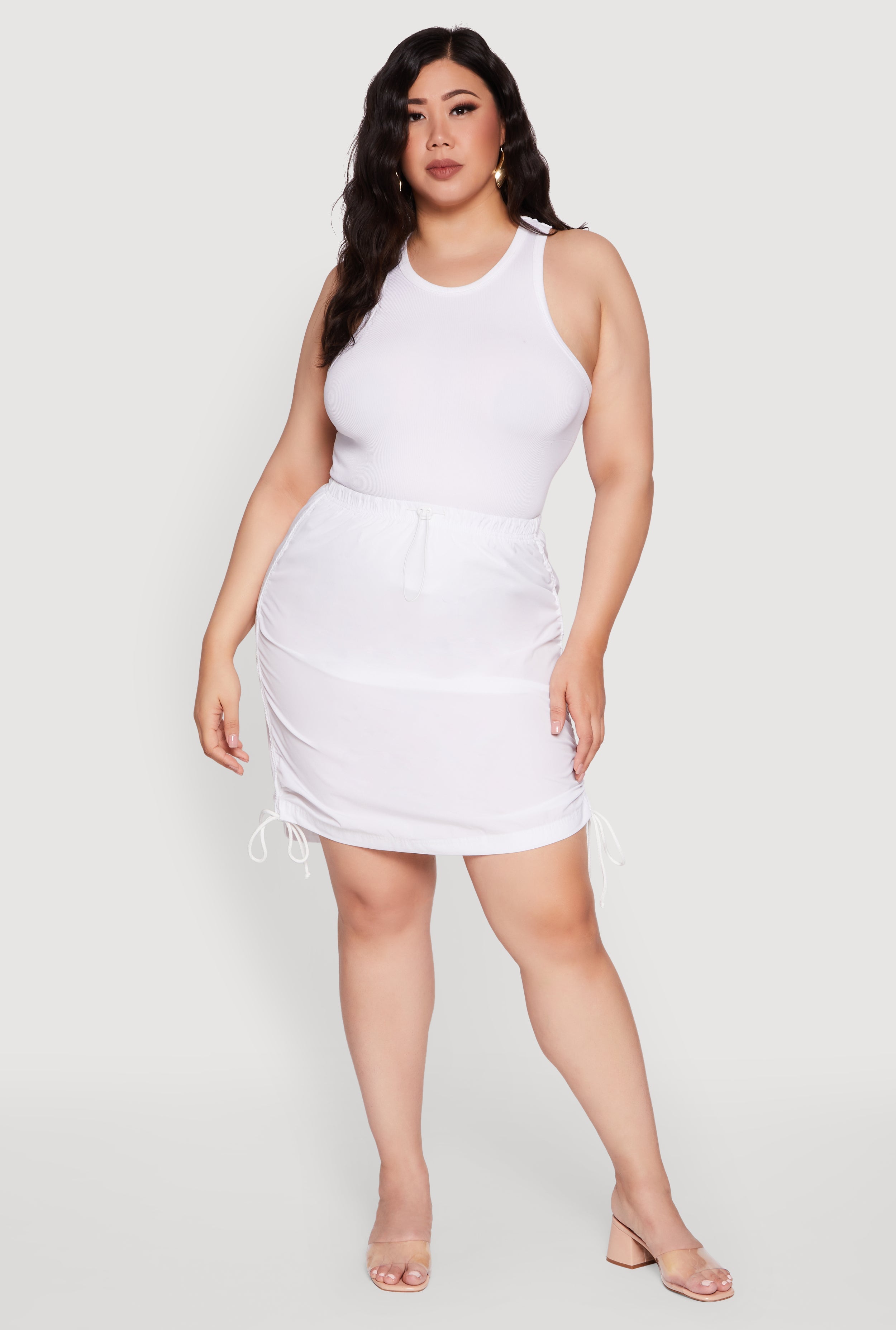 Plus Size Toggle Drawstring Waist Midi Skirt