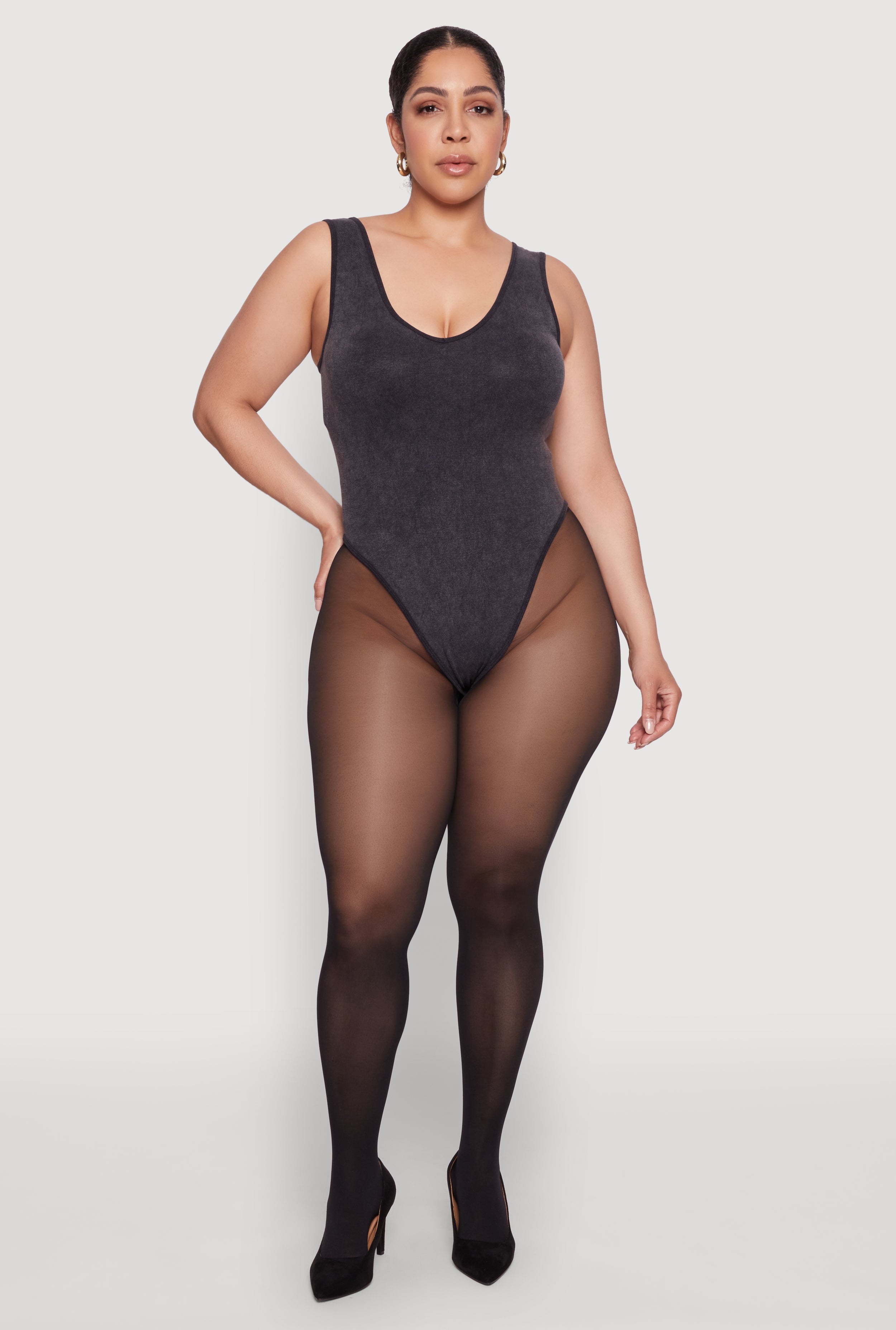 Plus Size Mineral Wash Tank Bodysuit