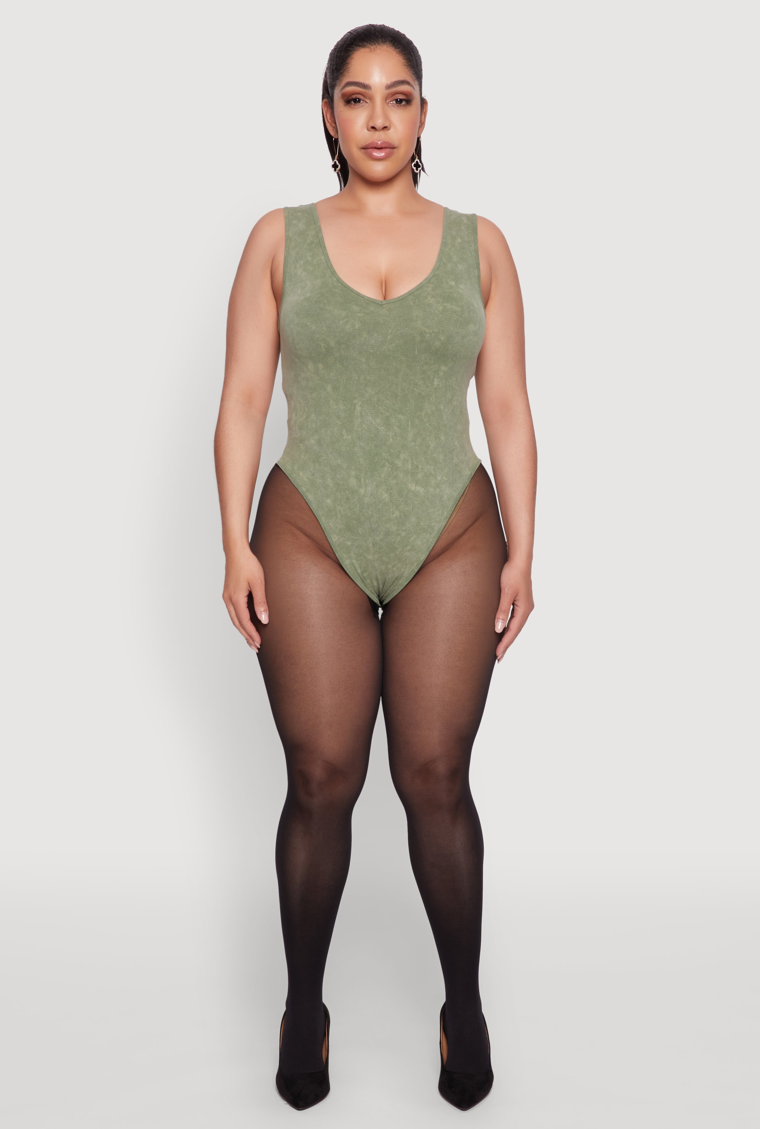 Plus Size Mineral Wash Tank Bodysuit