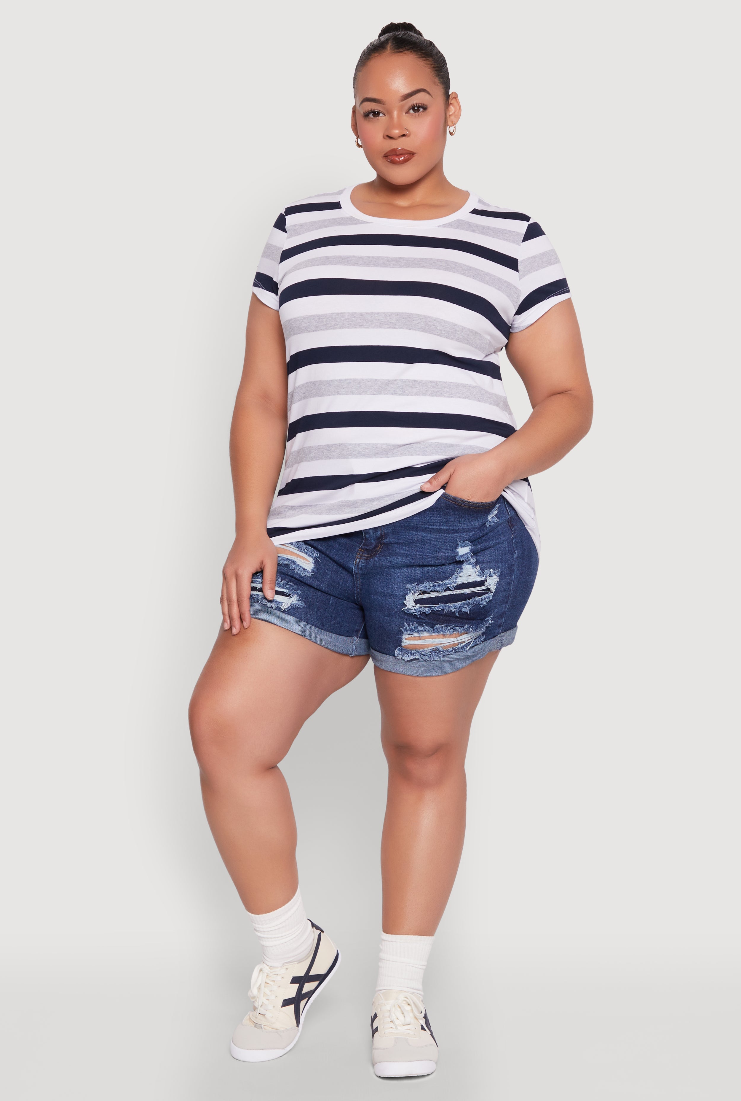 Plus Size Striped Tee
