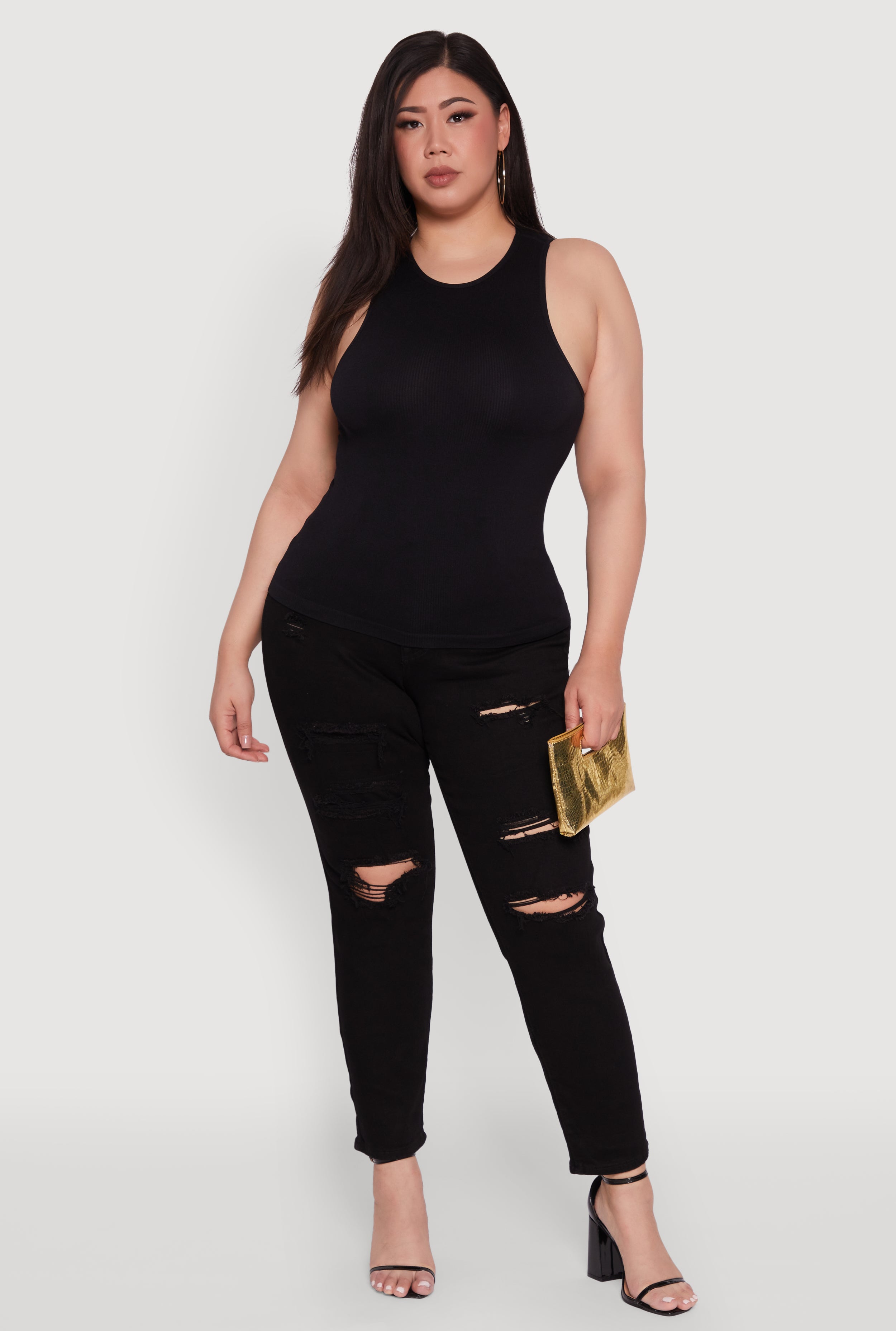 Plus Size Basic Crew Neck Tank Top