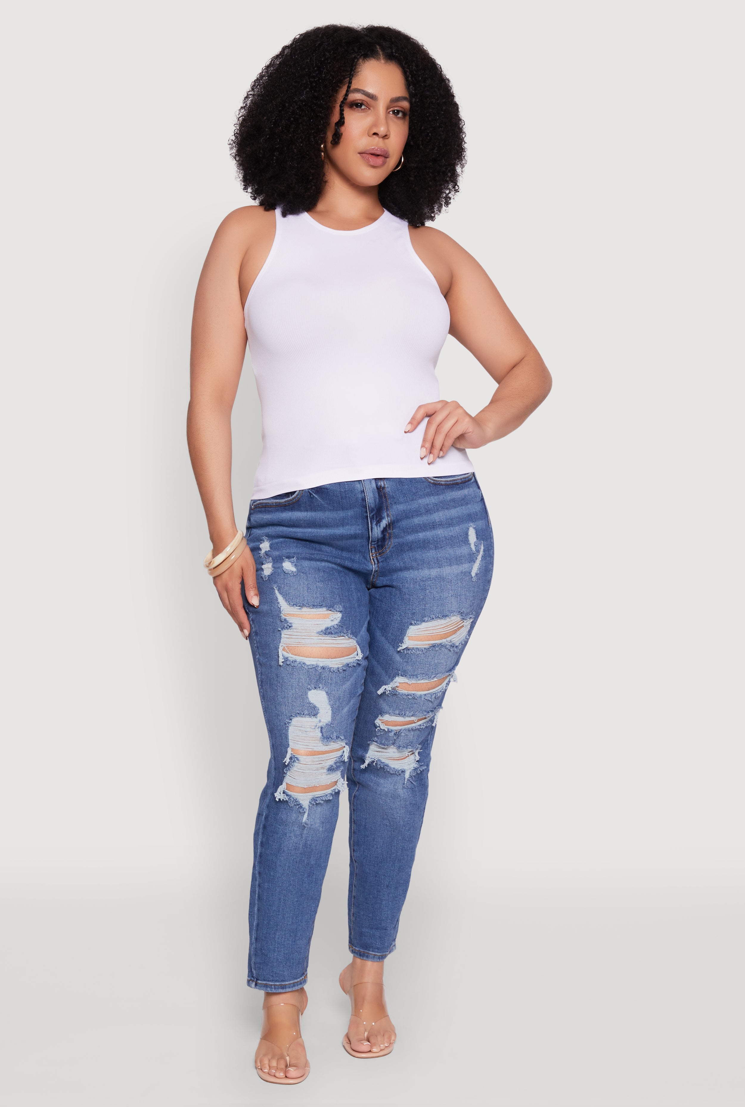 Plus Size Basic Crew Neck Tank Top