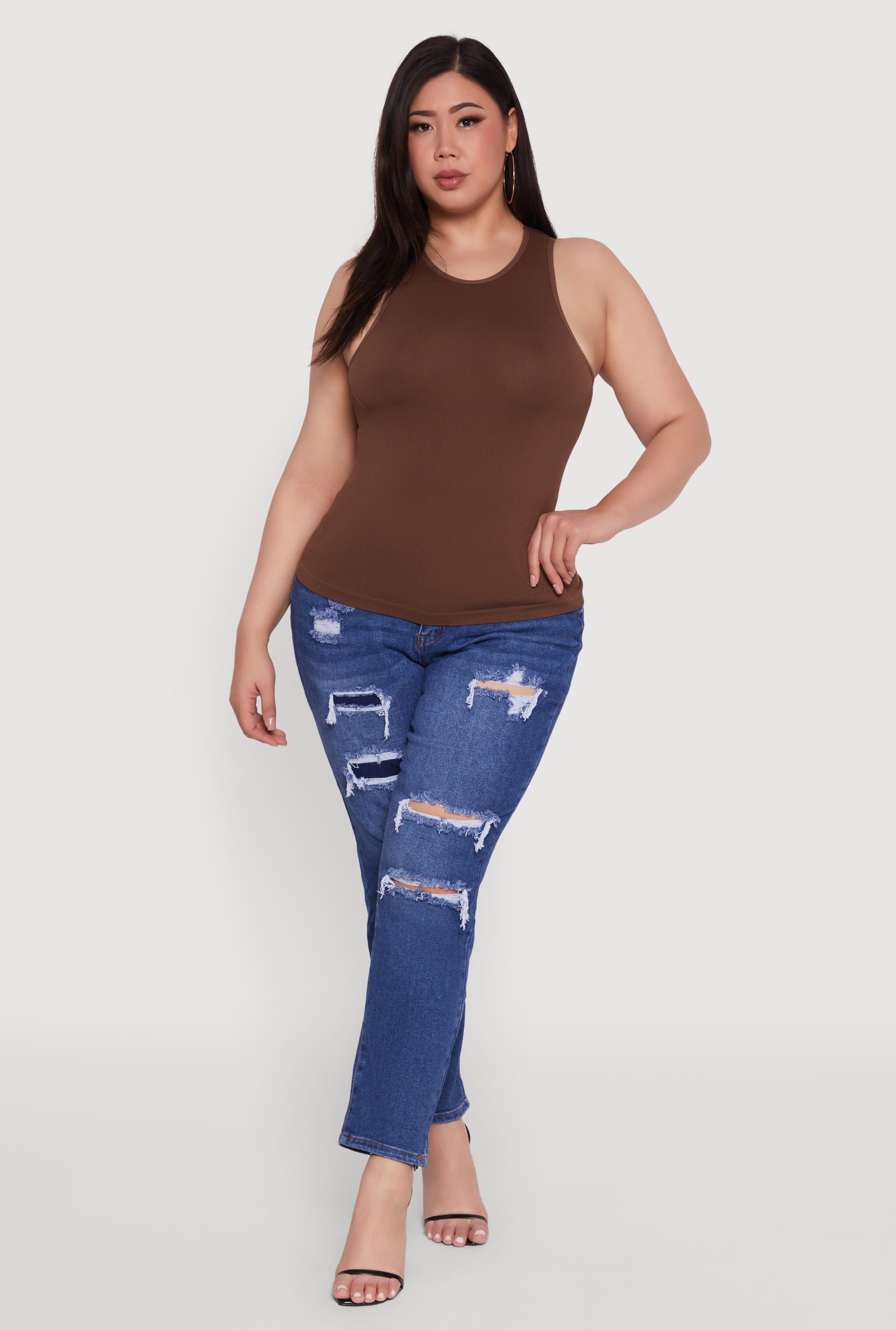 Plus Size Basic Crew Neck Tank Top