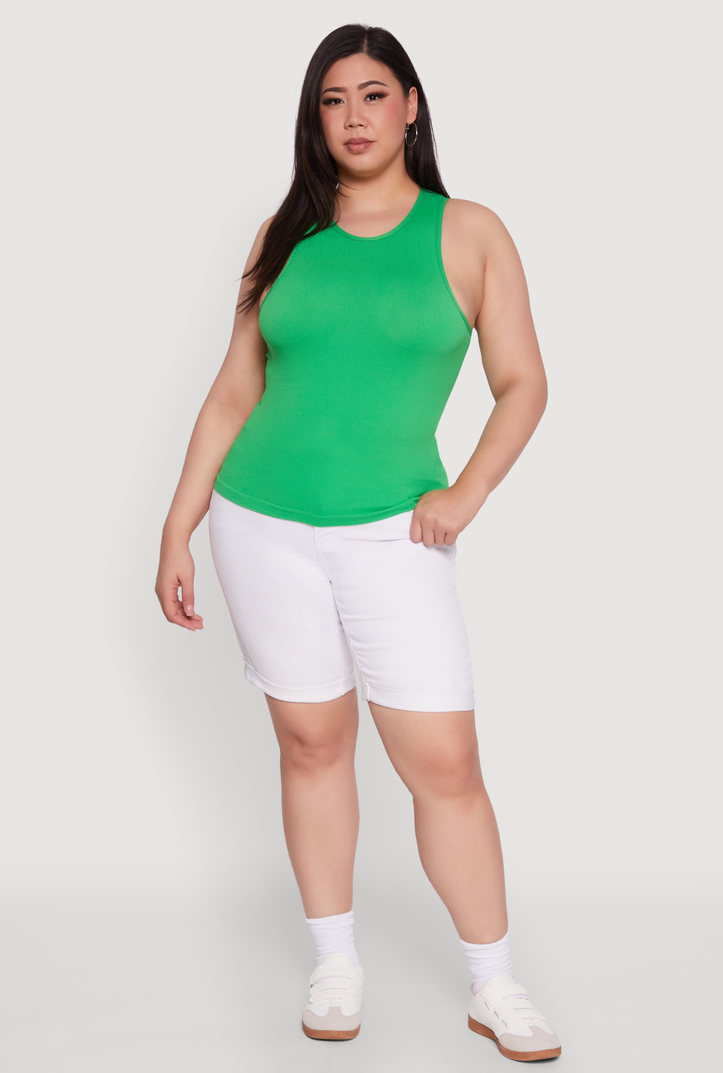 Plus Size Basic Crew Neck Tank Top