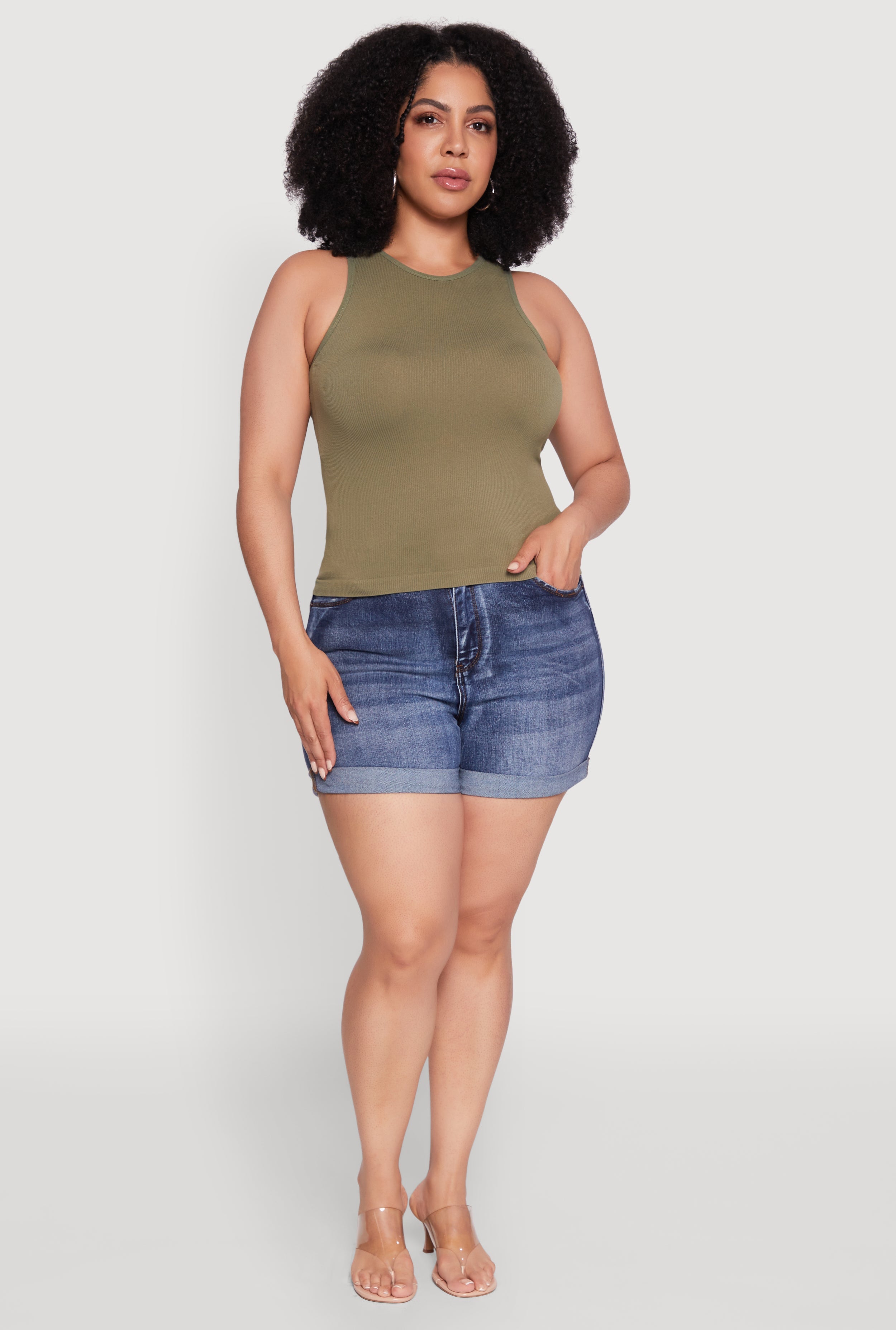 Plus Size Basic Crew Neck Tank Top