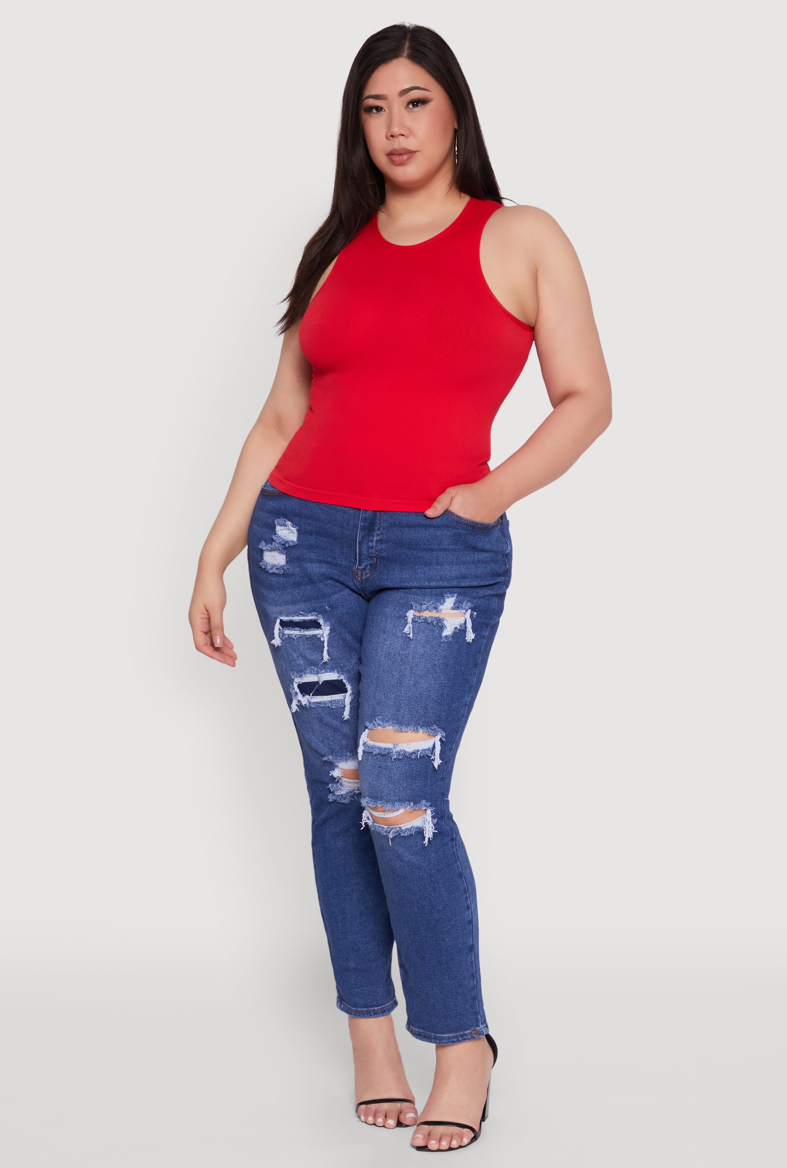 Plus Size Basic Crew Neck Tank Top