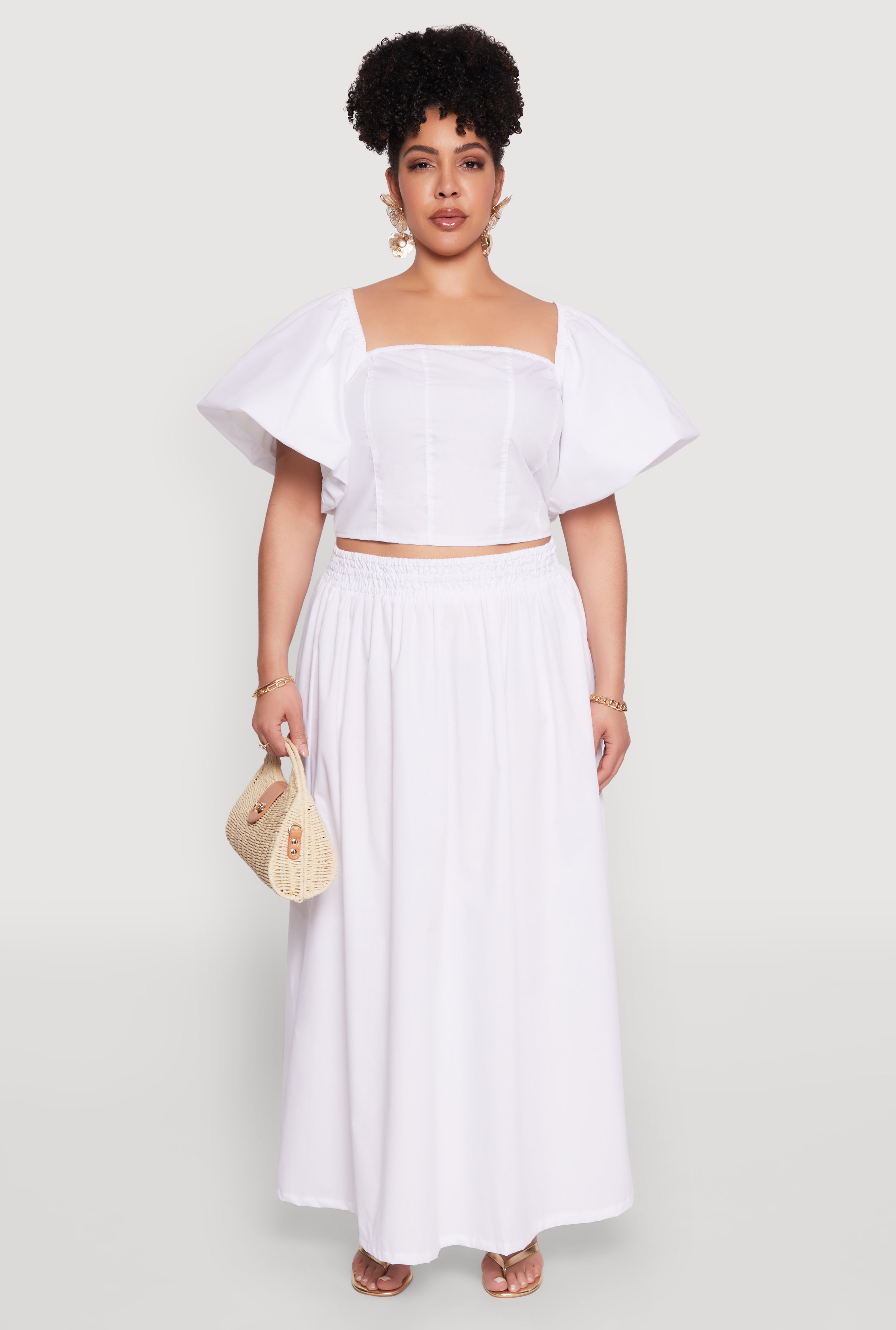 Plus Size Poplin Maxi Skirt