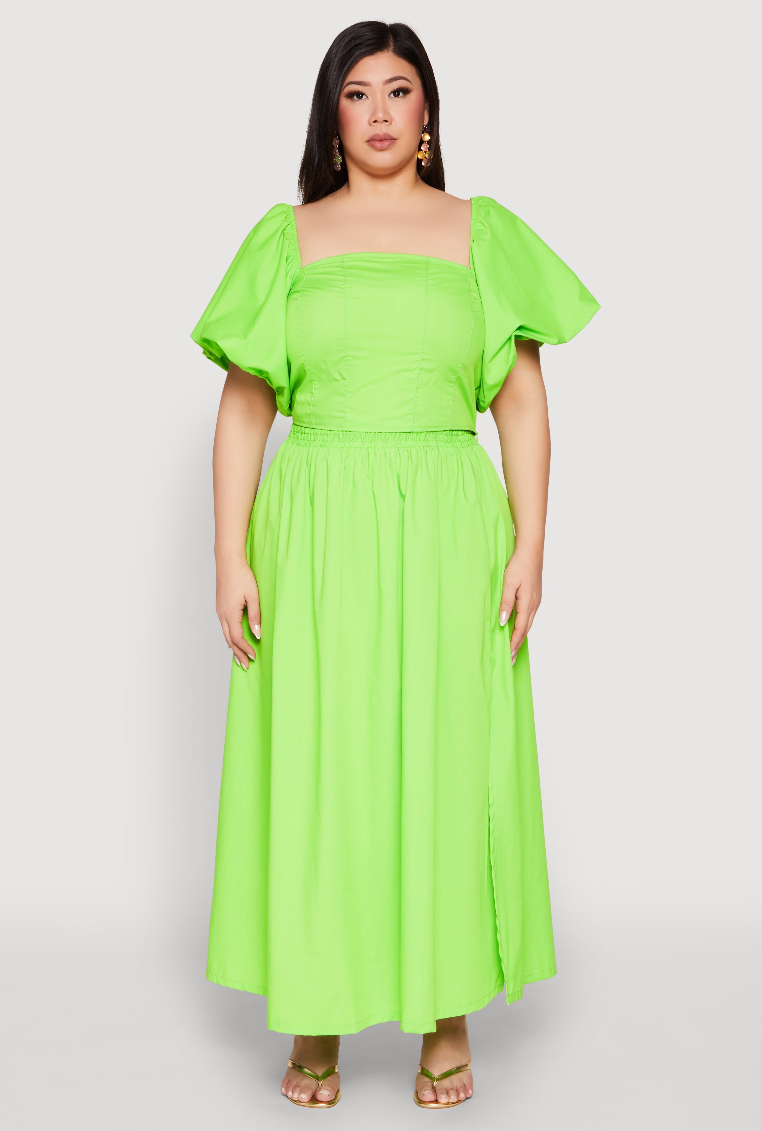 Plus Size Poplin Maxi Skirt