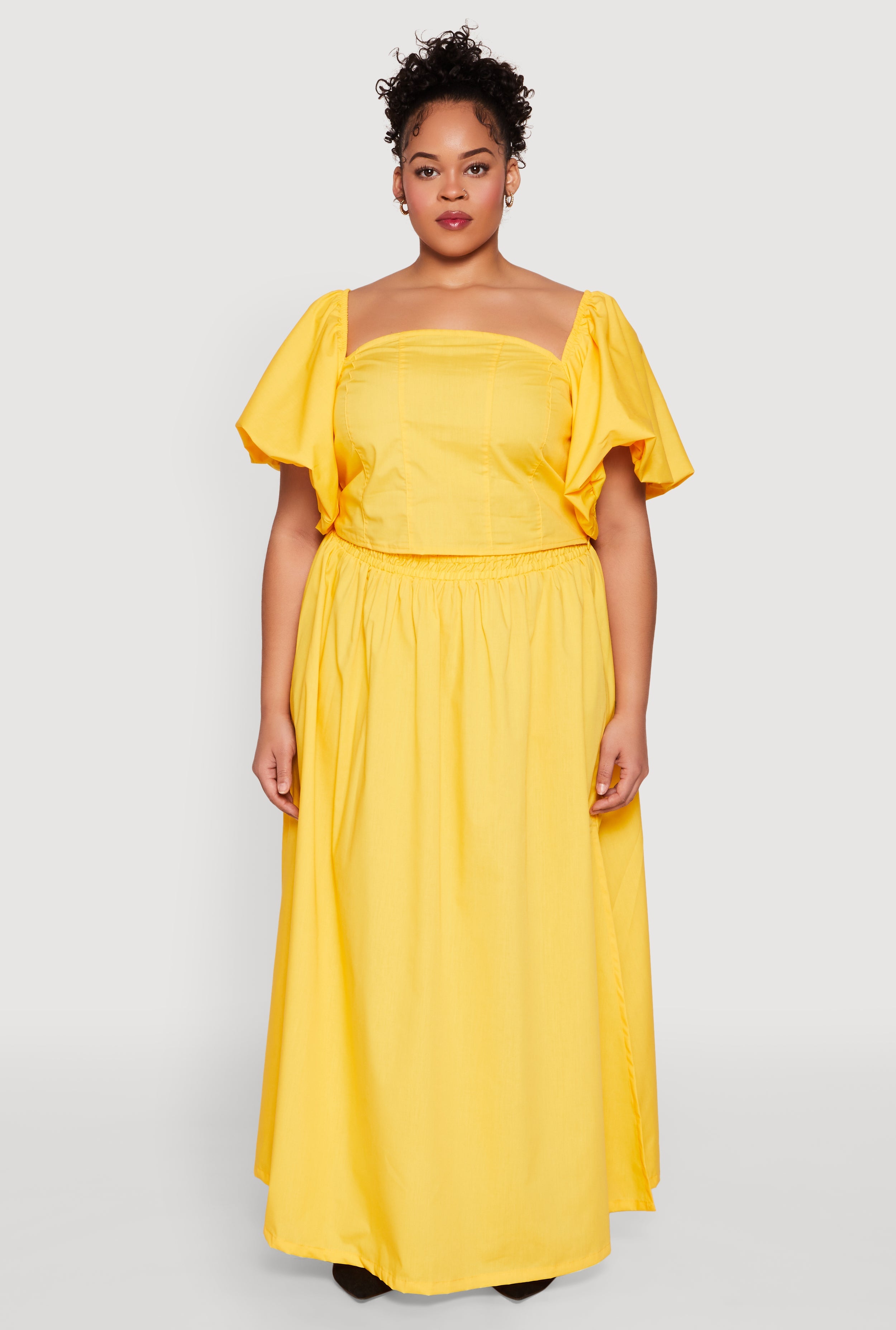 Plus Size Poplin Maxi Skirt
