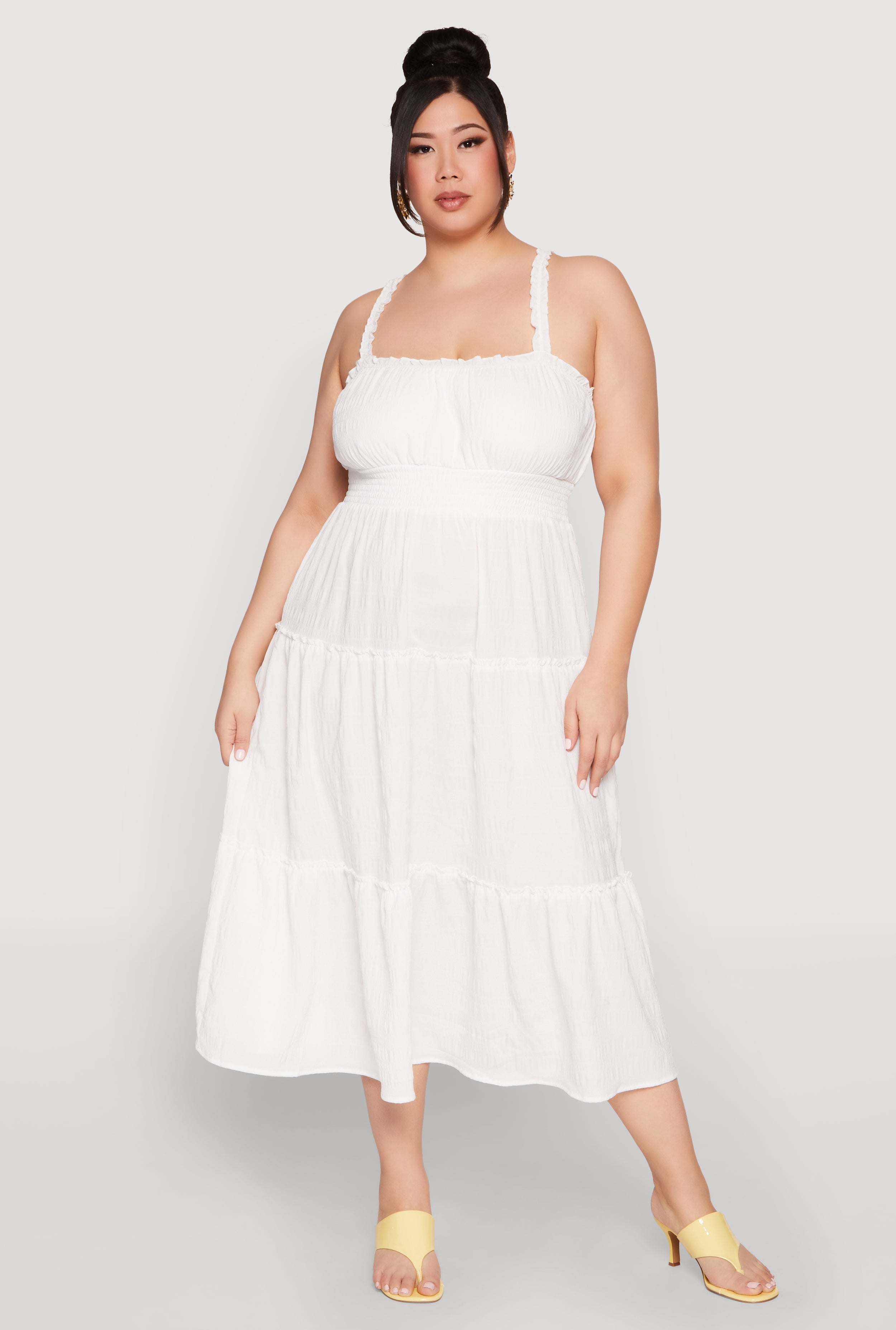 Plus Size Almost Famous Smocked Tiered Dress
