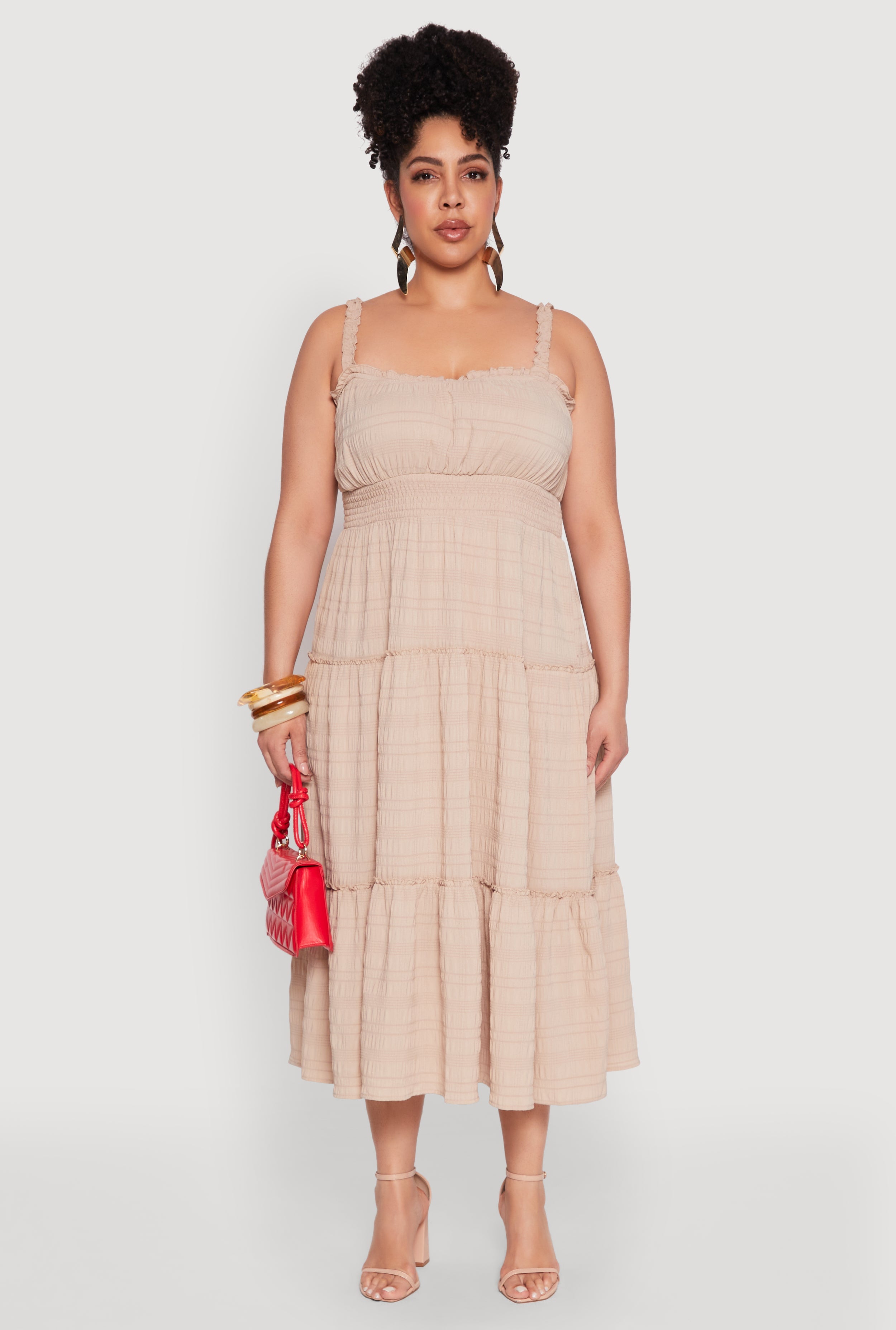 Plus Size Almost Famous Smocked Tiered Dress