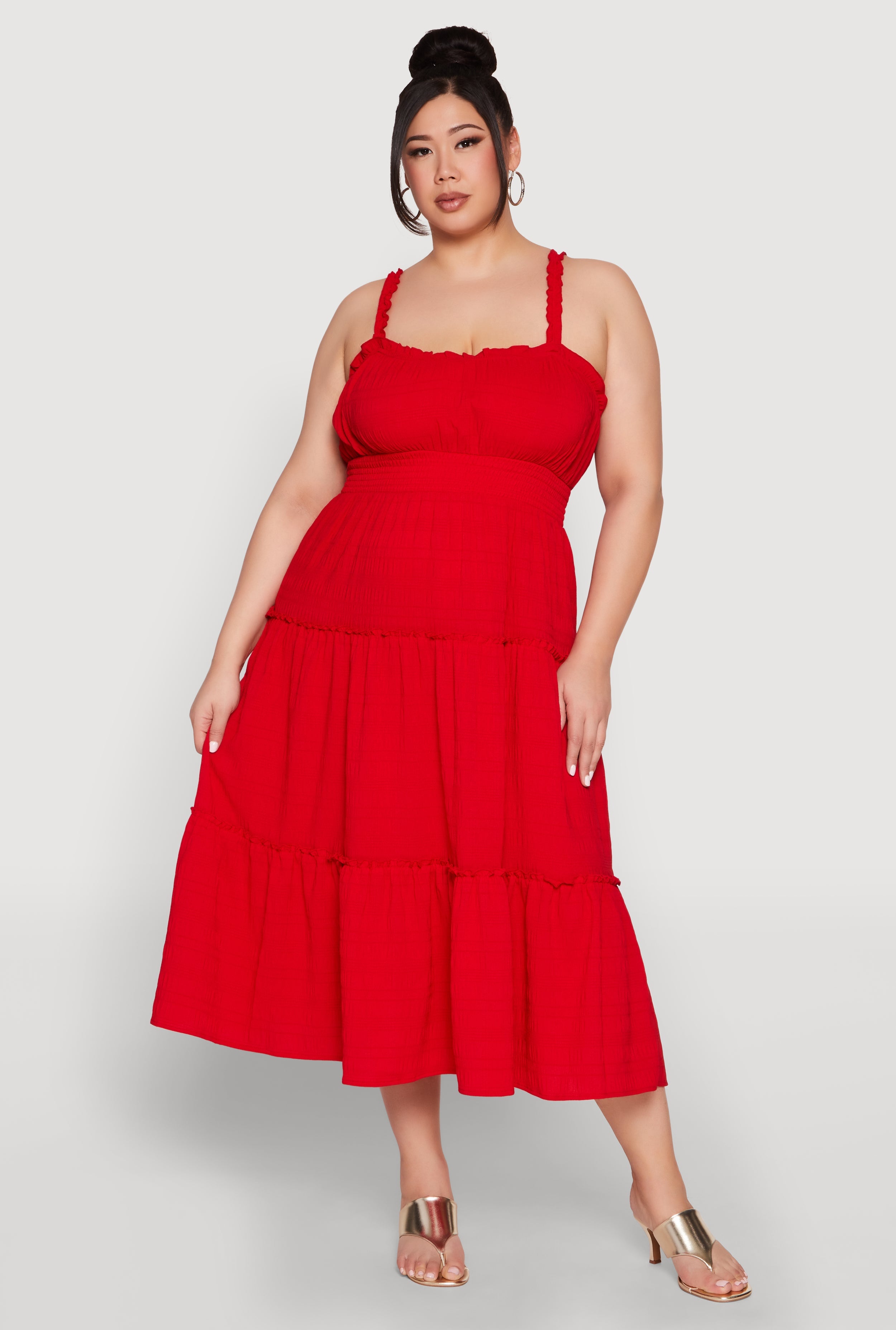 Plus Size Almost Famous Smocked Tiered Dress