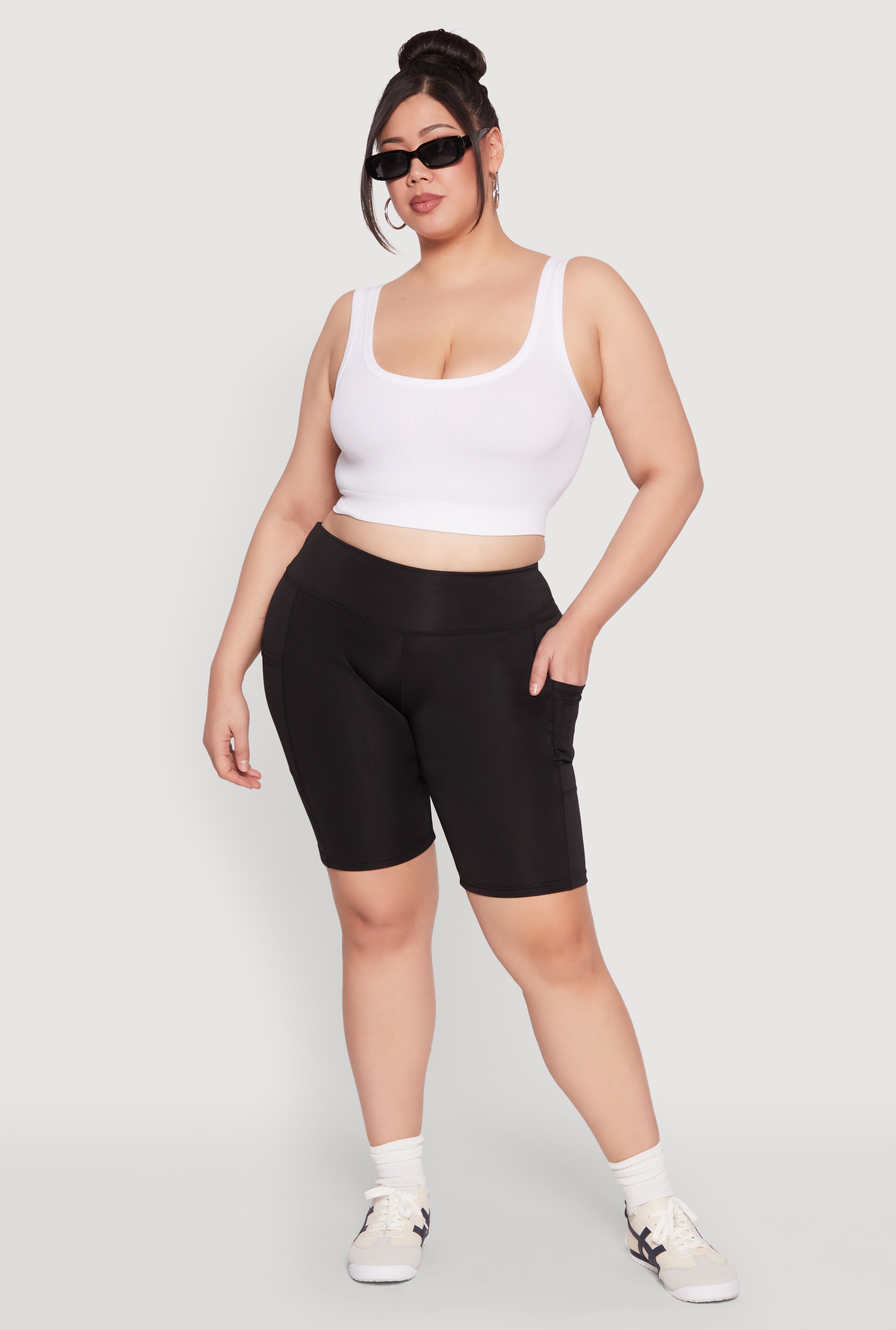 Plus Size Cell Phone Pocket Biker Shorts