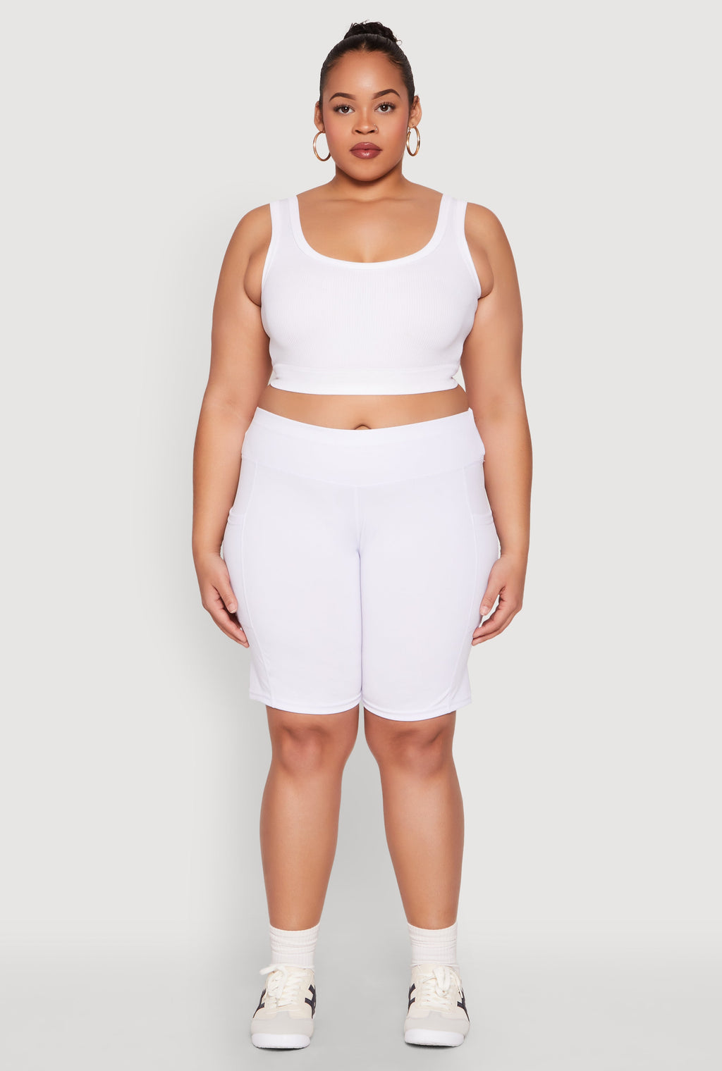 Plus Size Cell Phone Pocket Biker Shorts