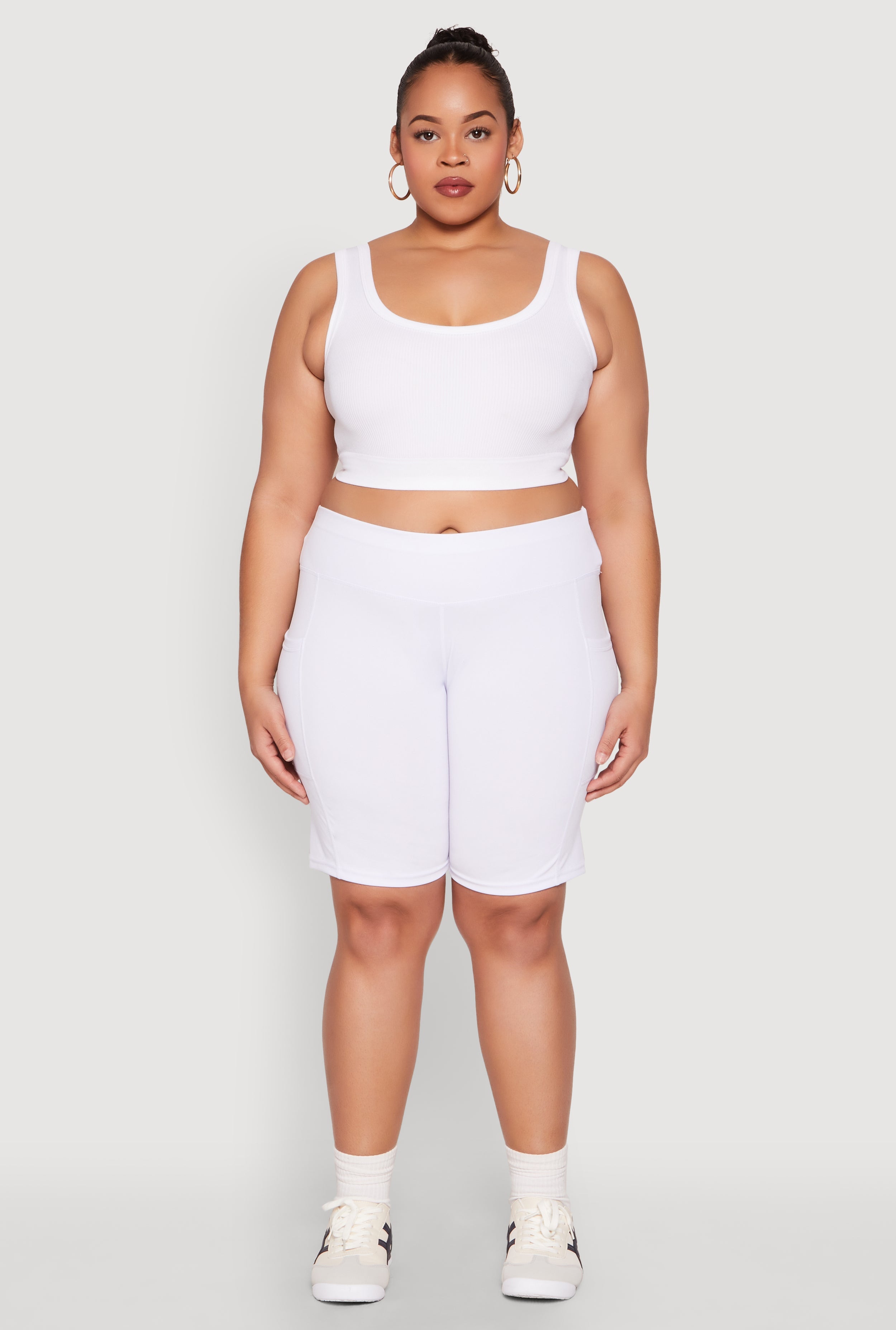 Plus Size Cell Phone Pocket Biker Shorts