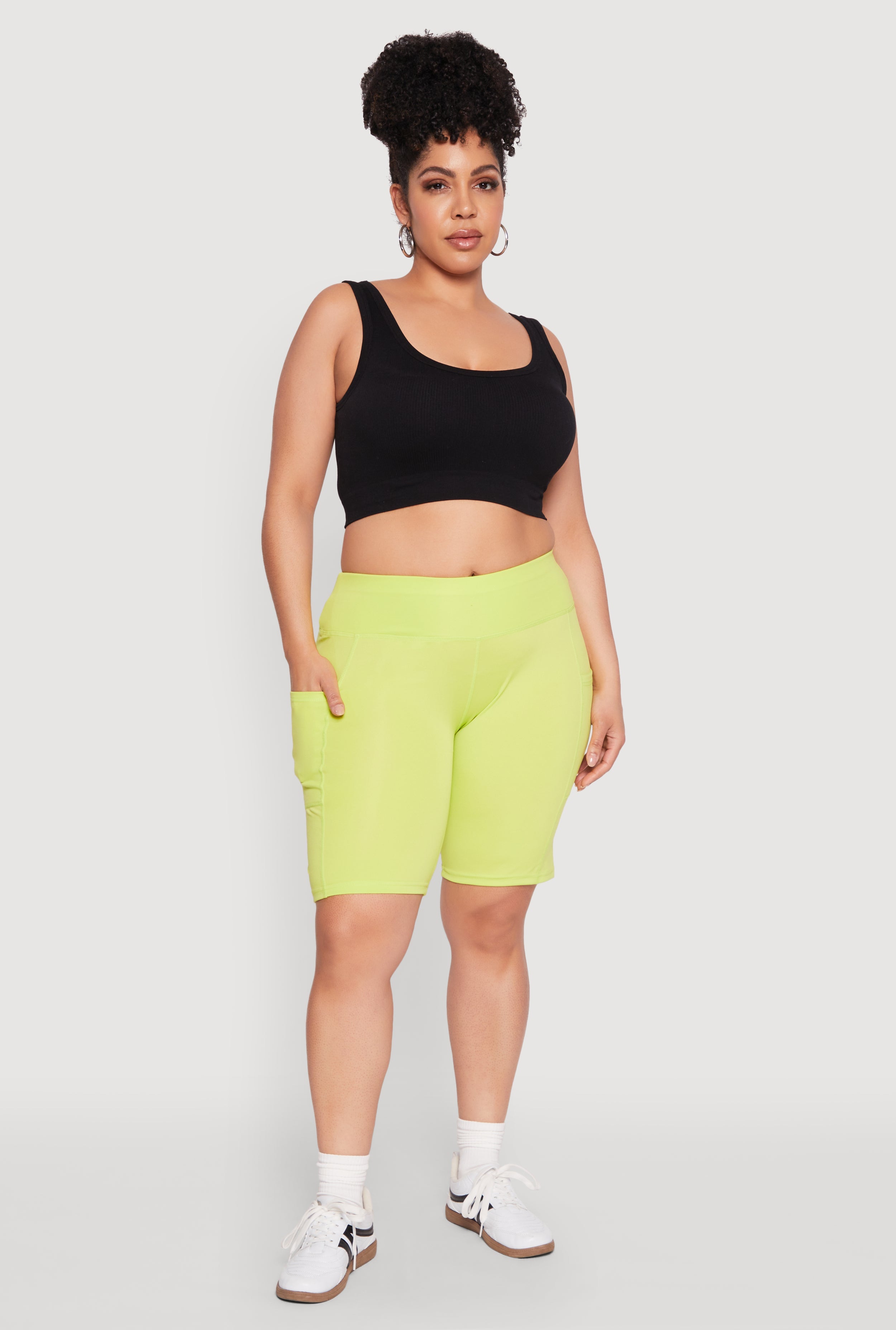Plus Size Cell Phone Pocket Biker Shorts