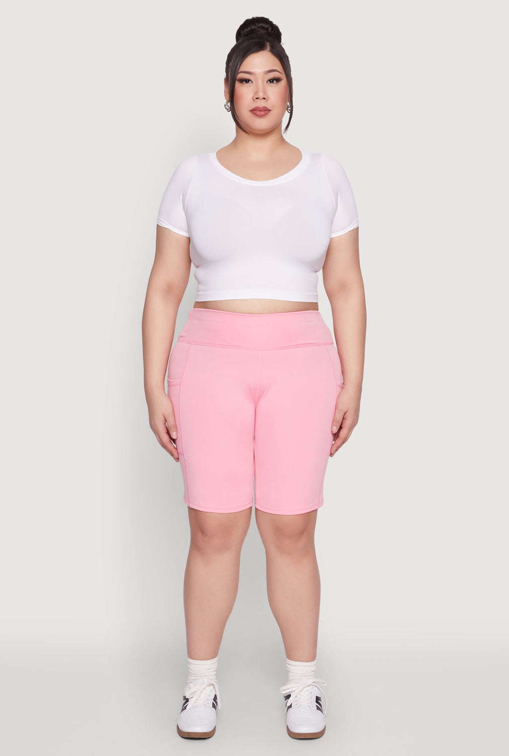 Plus Size Cell Phone Pocket Biker Shorts