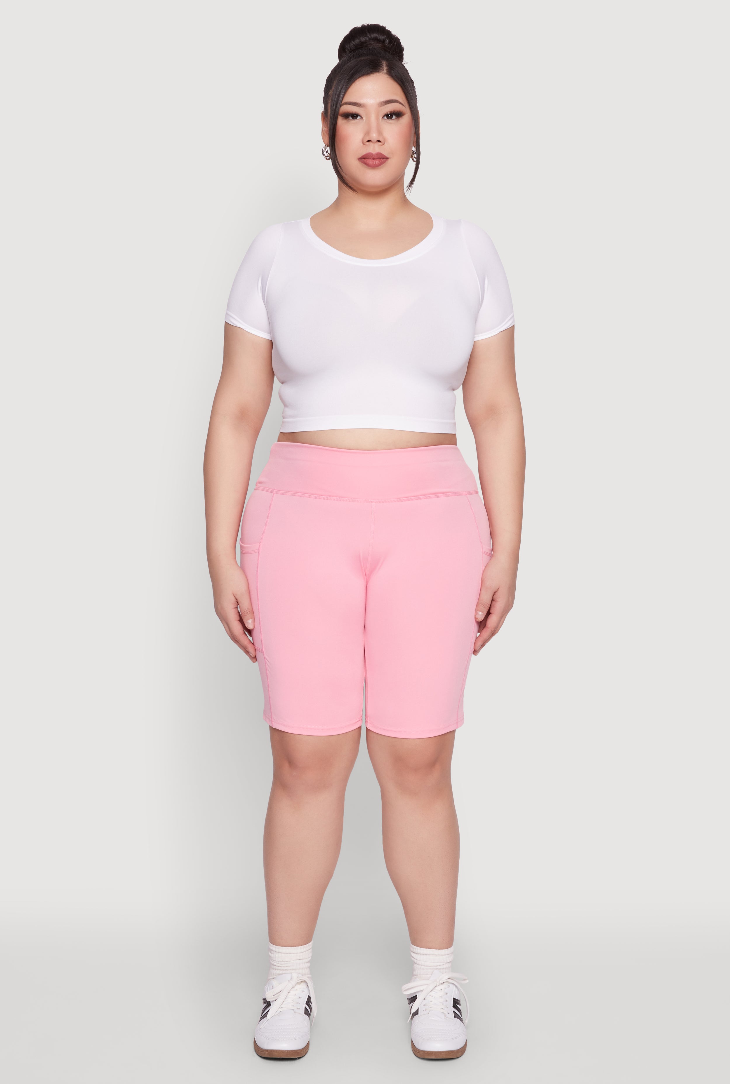 Plus Size Cell Phone Pocket Biker Shorts