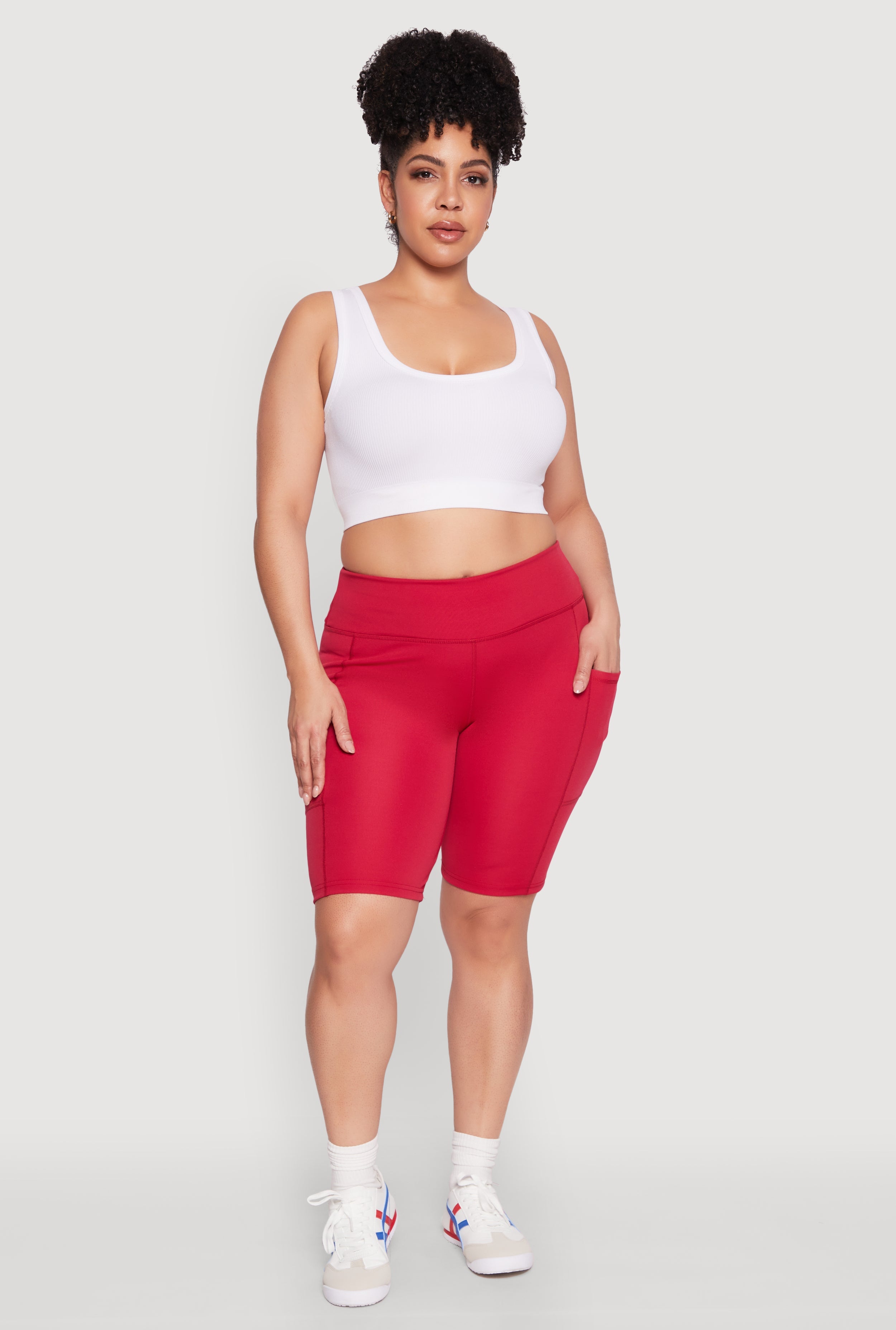 Plus Size Cell Phone Pocket Biker Shorts