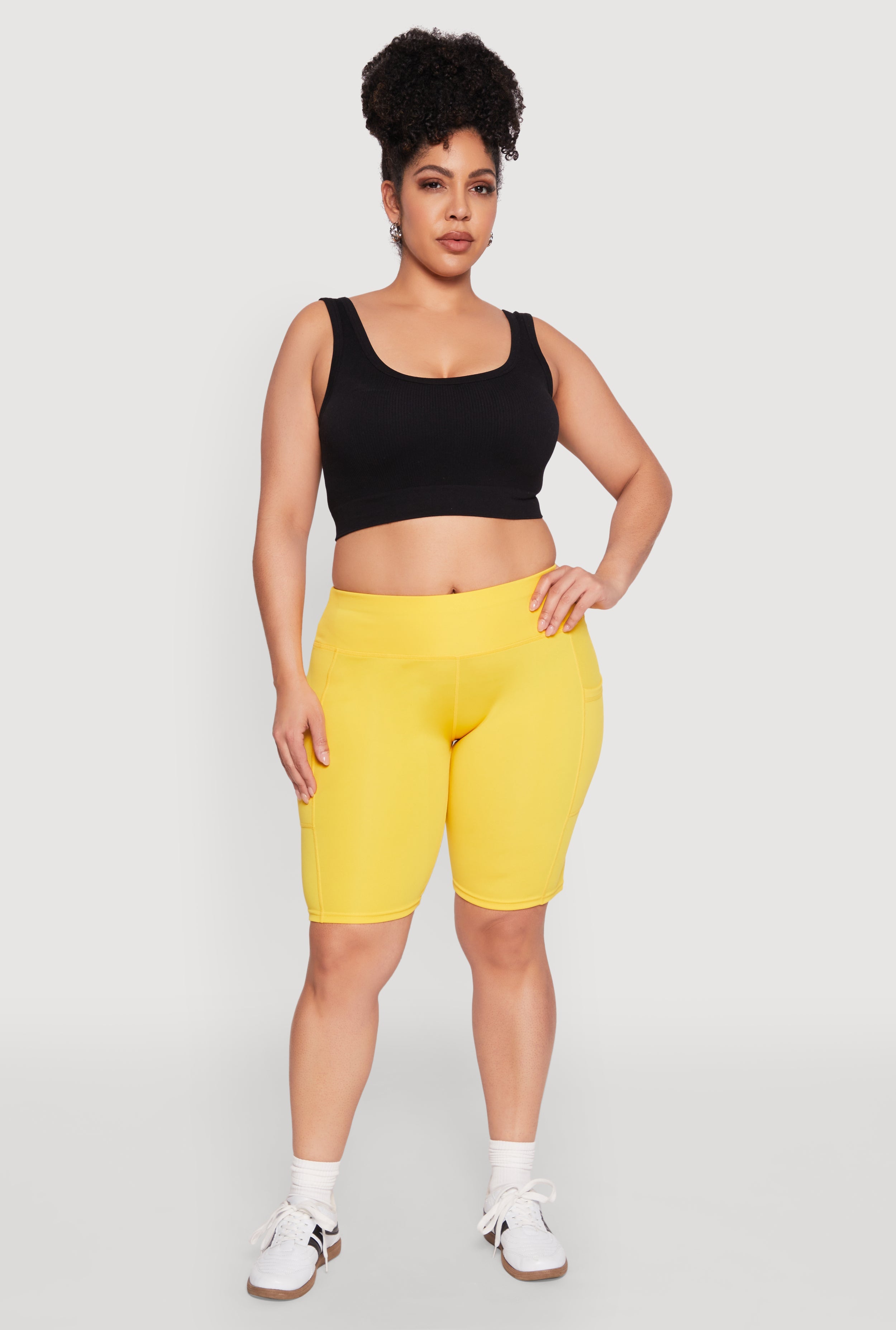 Plus Size Cell Phone Pocket Biker Shorts