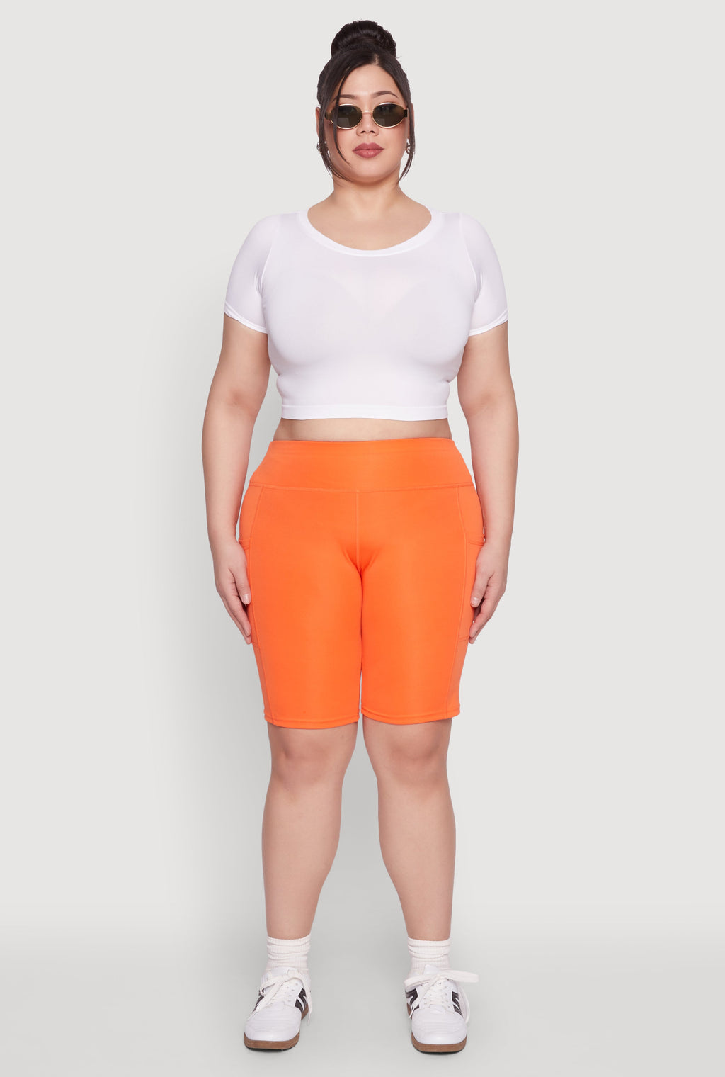 Plus Size Cell Phone Pocket Biker Shorts