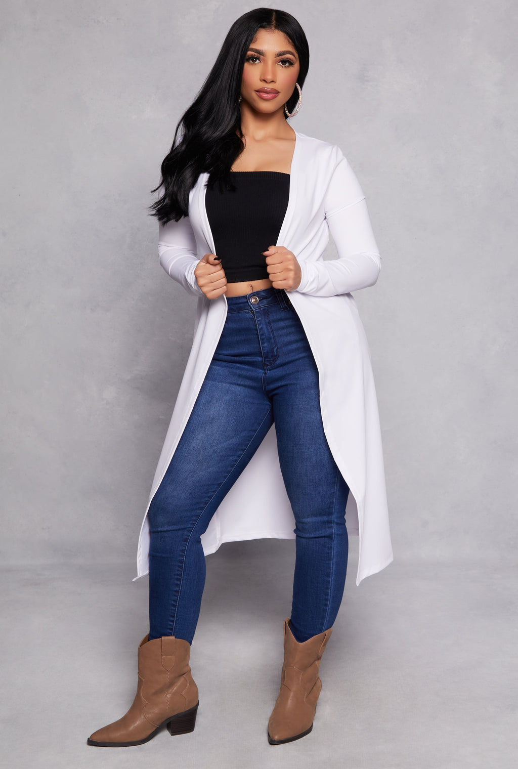 Long Sleeve Open Front Duster