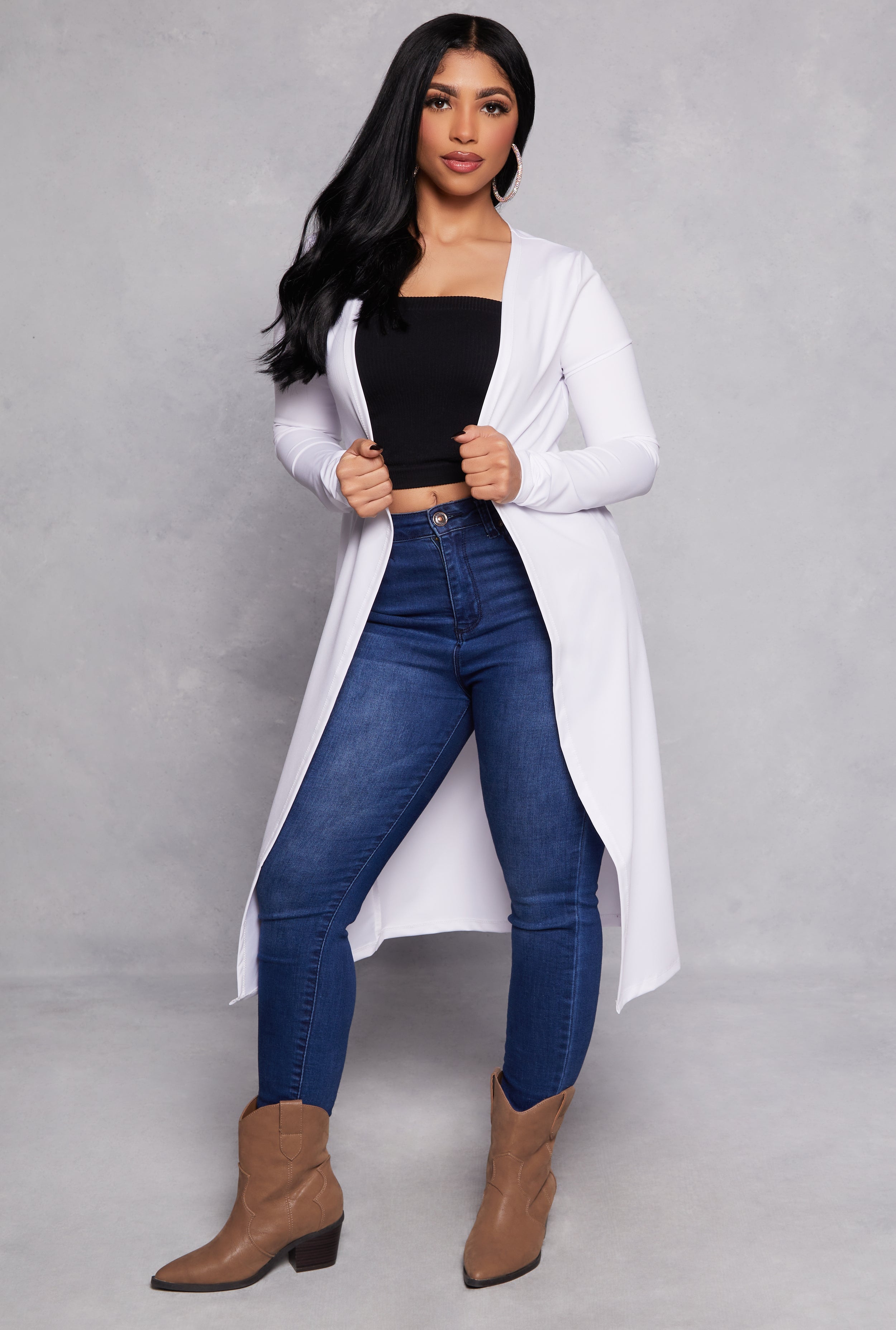 Long Sleeve Open Front Duster