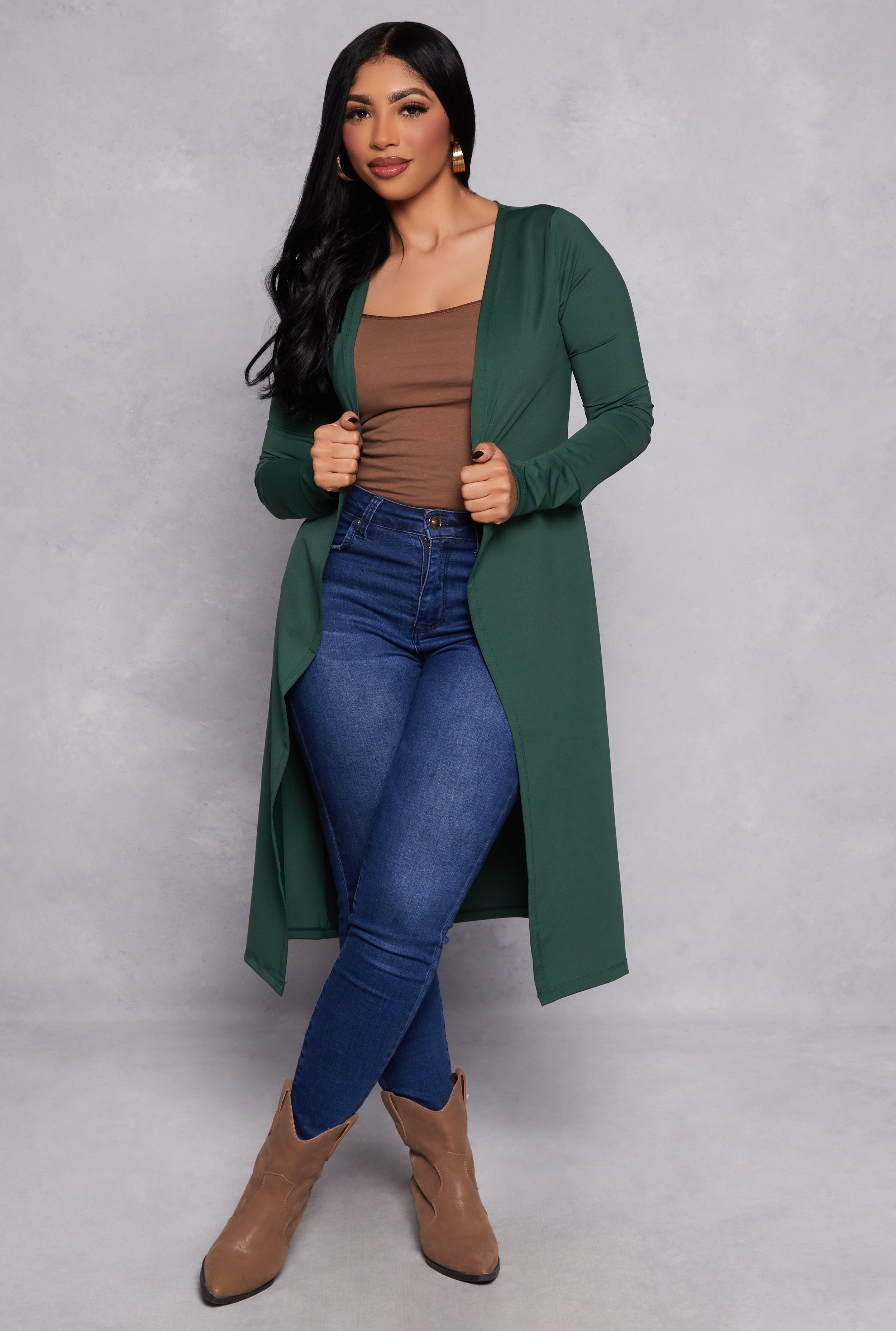 Long Sleeve Open Front Duster